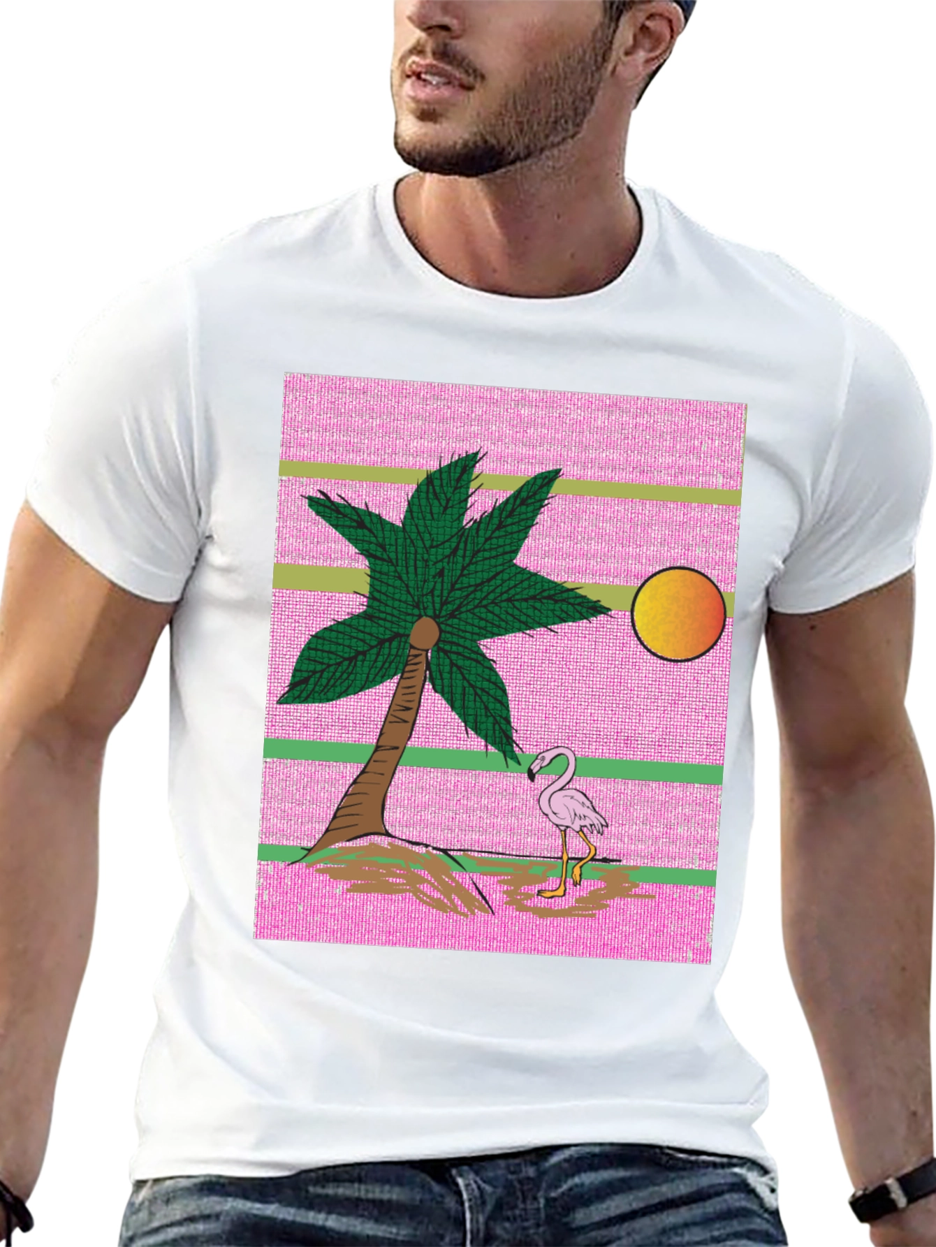 Retro Flamingo Palm Tree T-Shirt