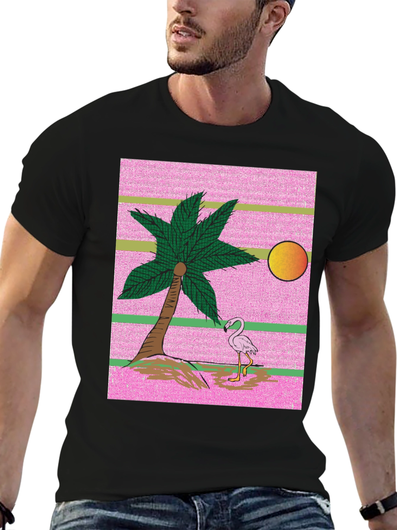 Retro Flamingo Palm Tree T-Shirt