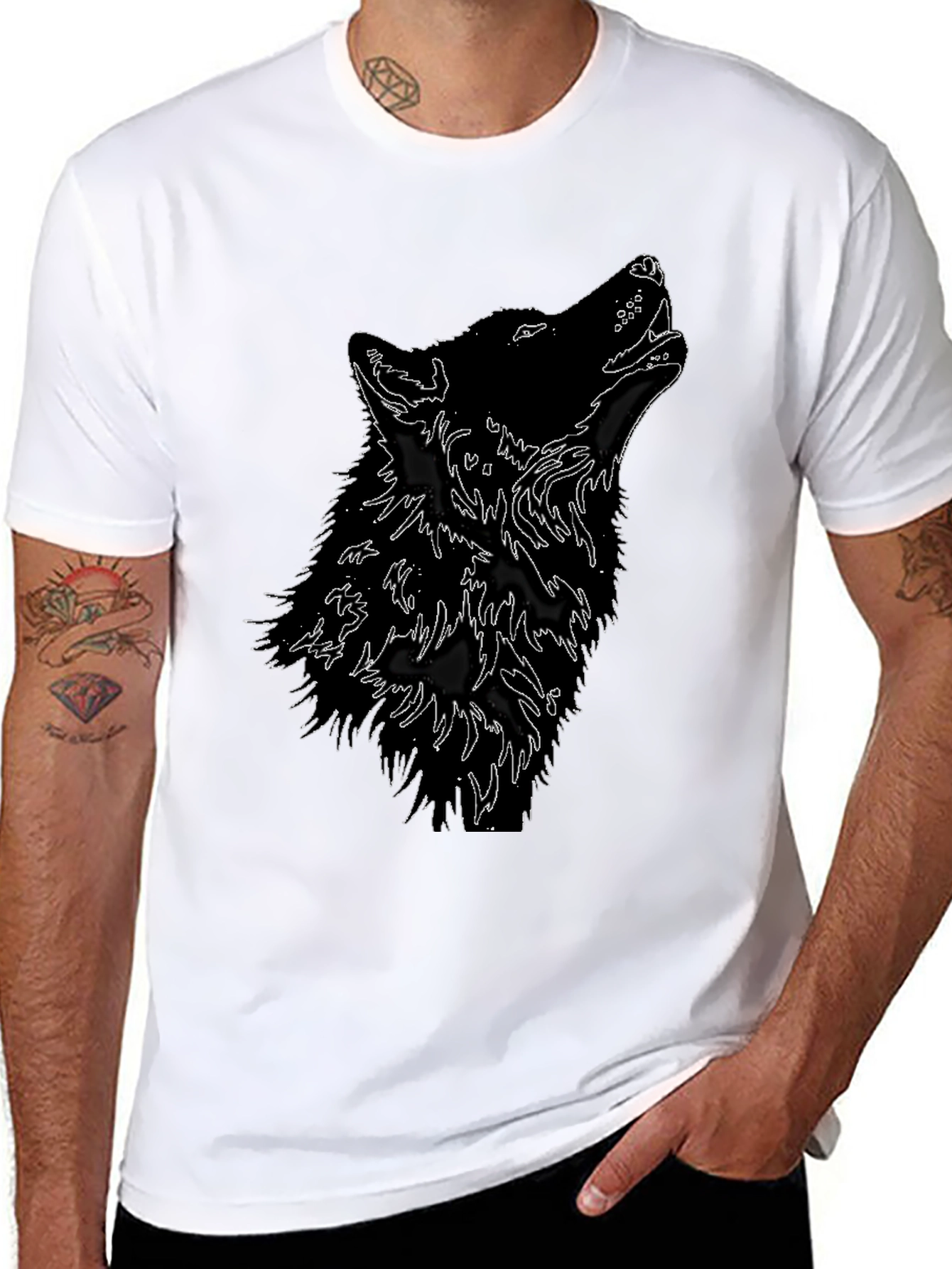 Black Wolf Howl T-Shirt - Graphic Tee
