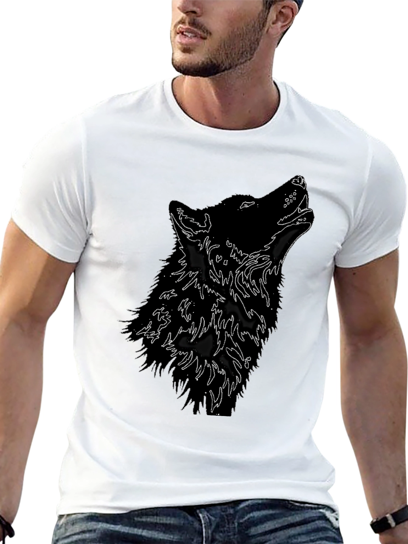 Black Wolf Howl T-Shirt - Graphic Tee