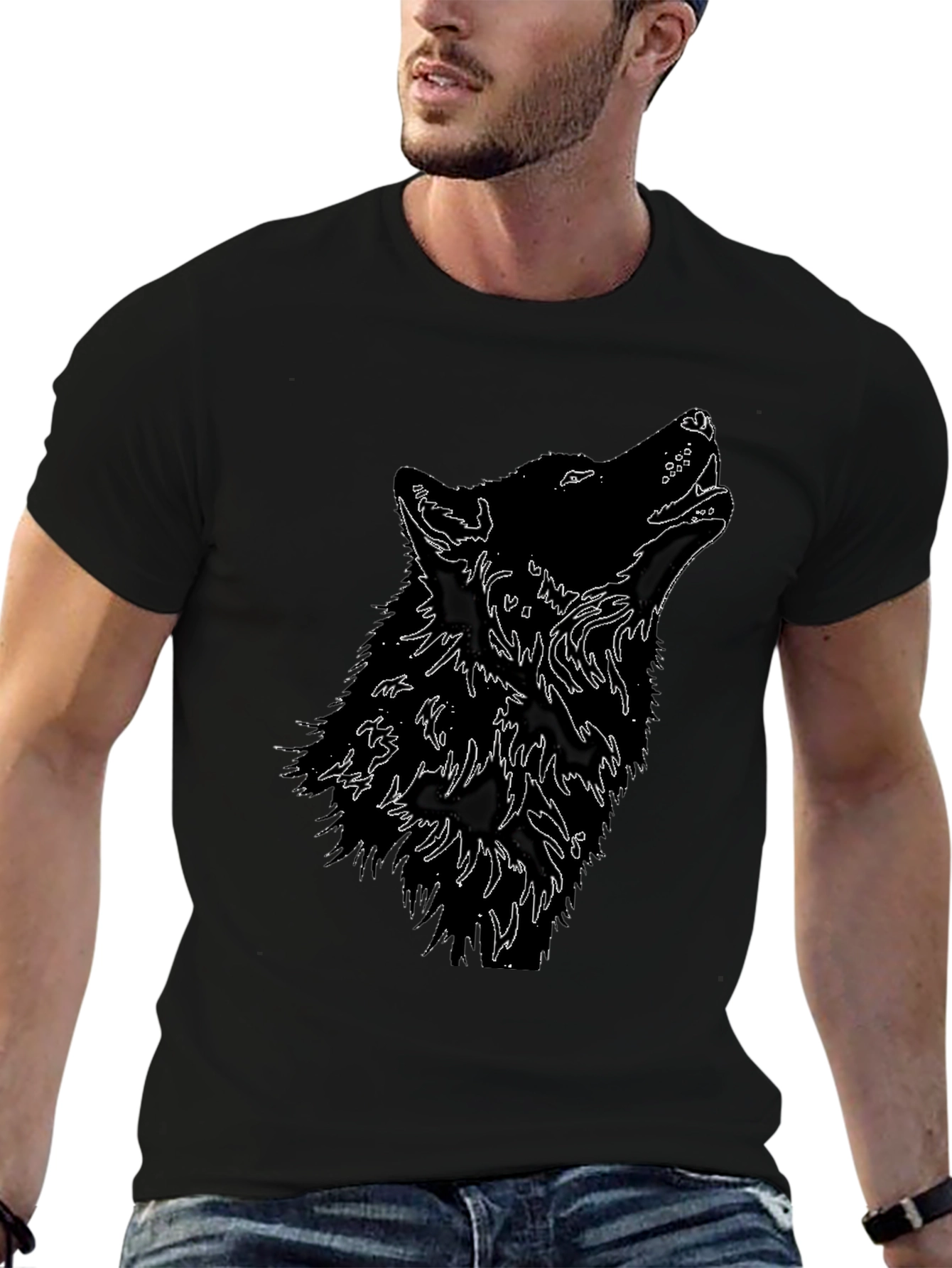 Black Wolf Howl T-Shirt - Graphic Tee