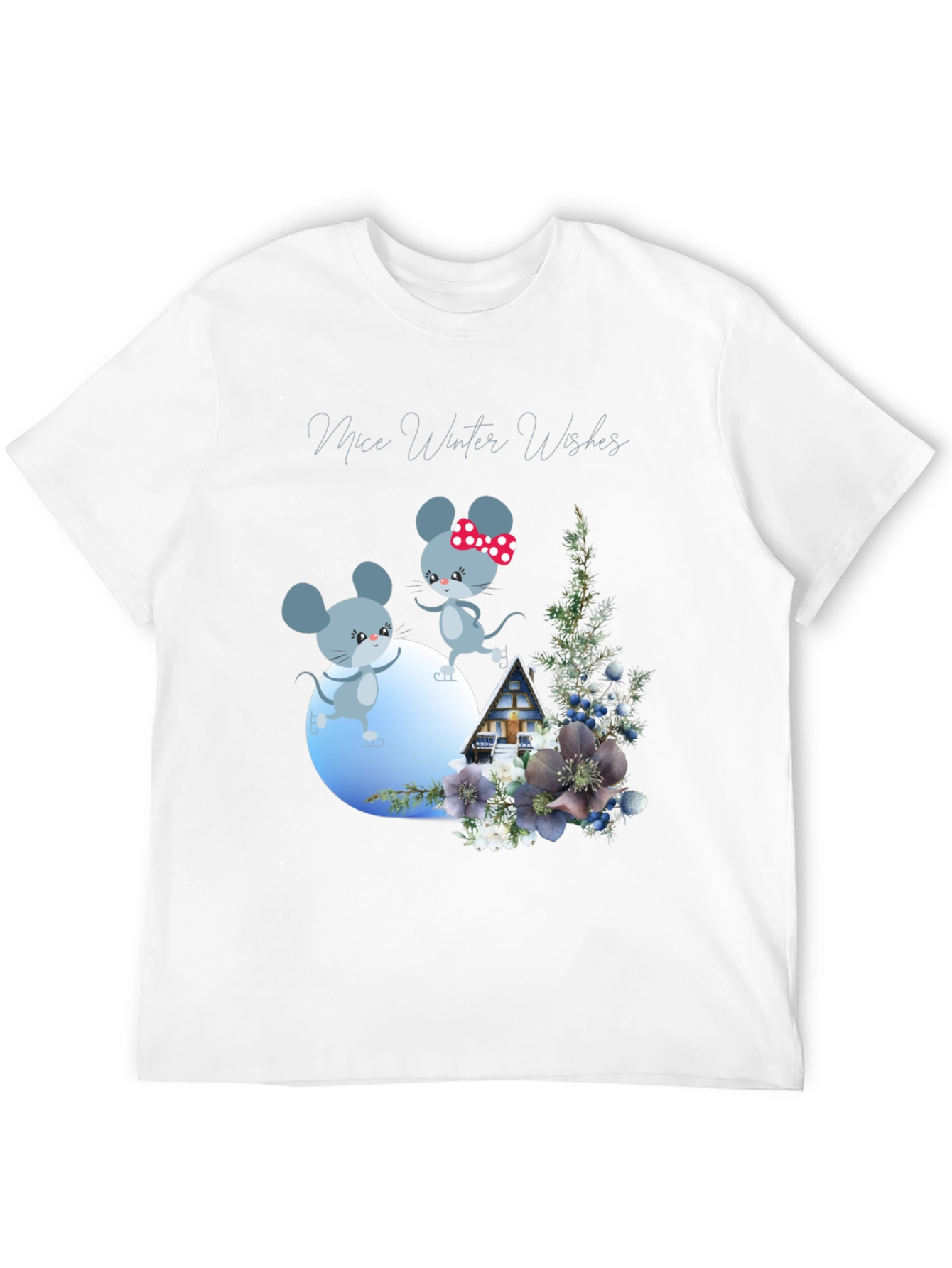 Mice Winter Wishes Black Graphic T-Shirt