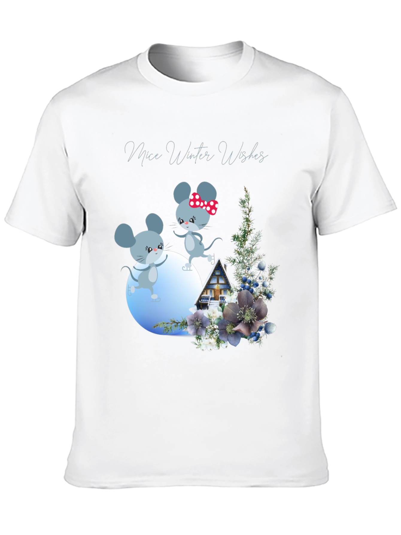 Mice Winter Wishes Black Graphic T-Shirt