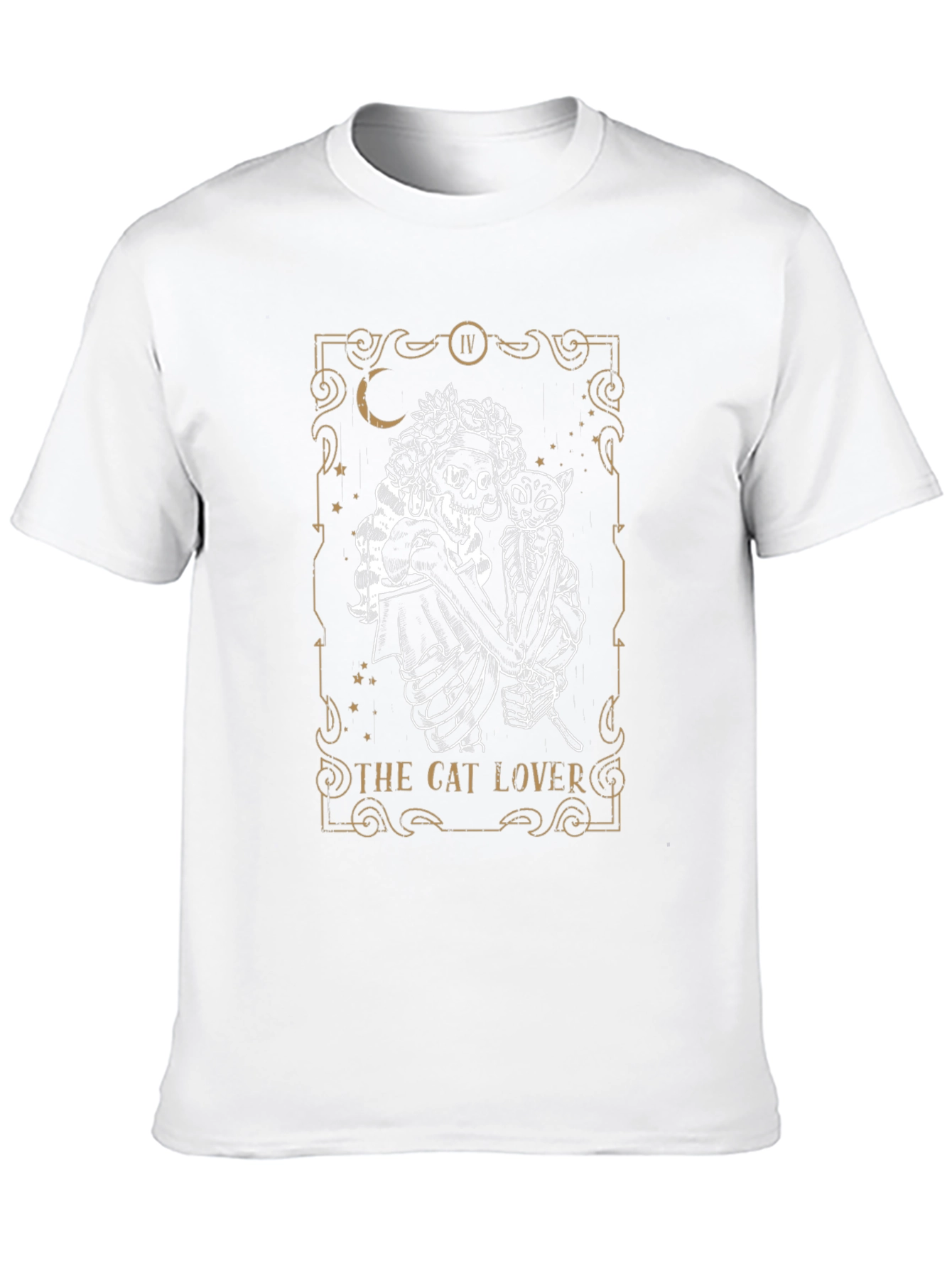 Skeleton & Cat Lover Tarot Card Graphic T-Shirt