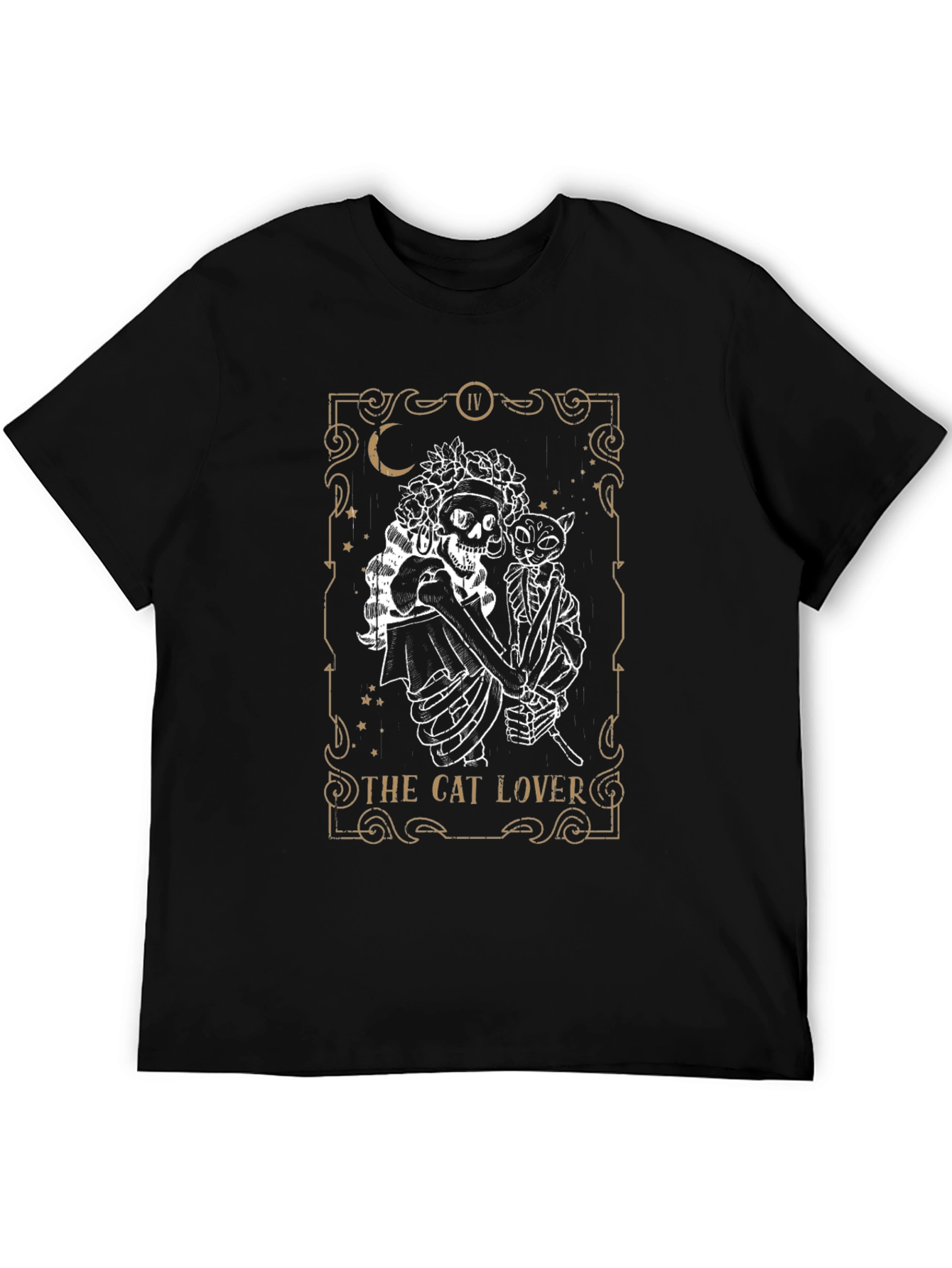 Skeleton & Cat Lover Tarot Card Graphic T-Shirt