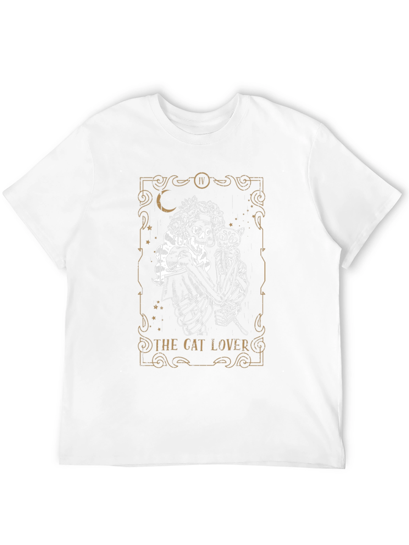 Skeleton & Cat Lover Tarot Card Graphic T-Shirt