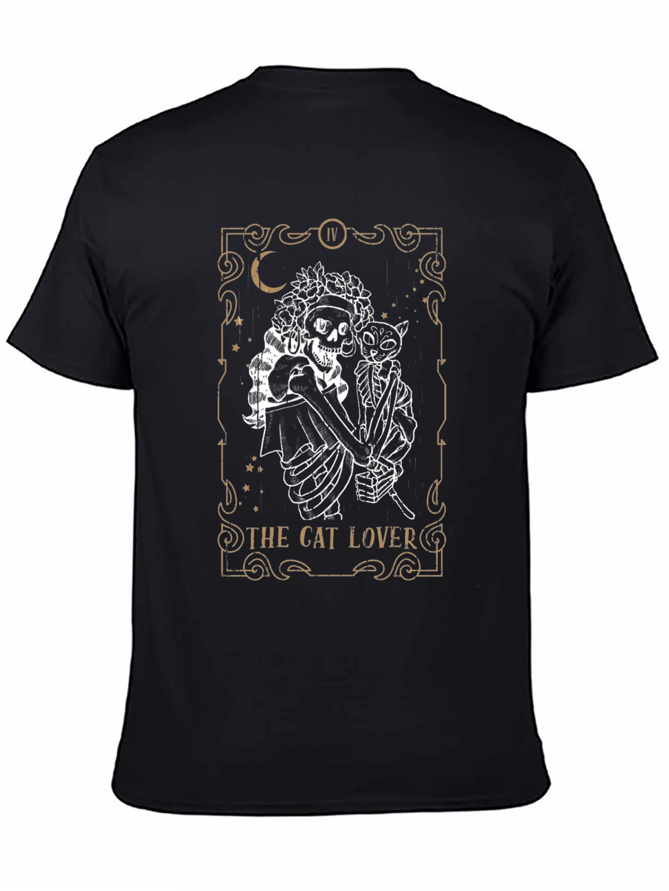Skeleton & Cat Lover Tarot Card Graphic T-Shirt