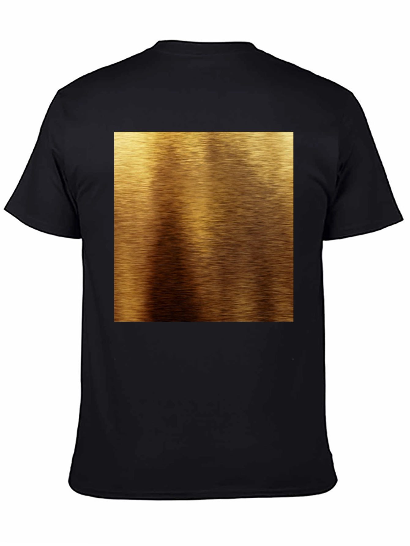 Gold Brushed Metal Texture Print Black T-Shirt