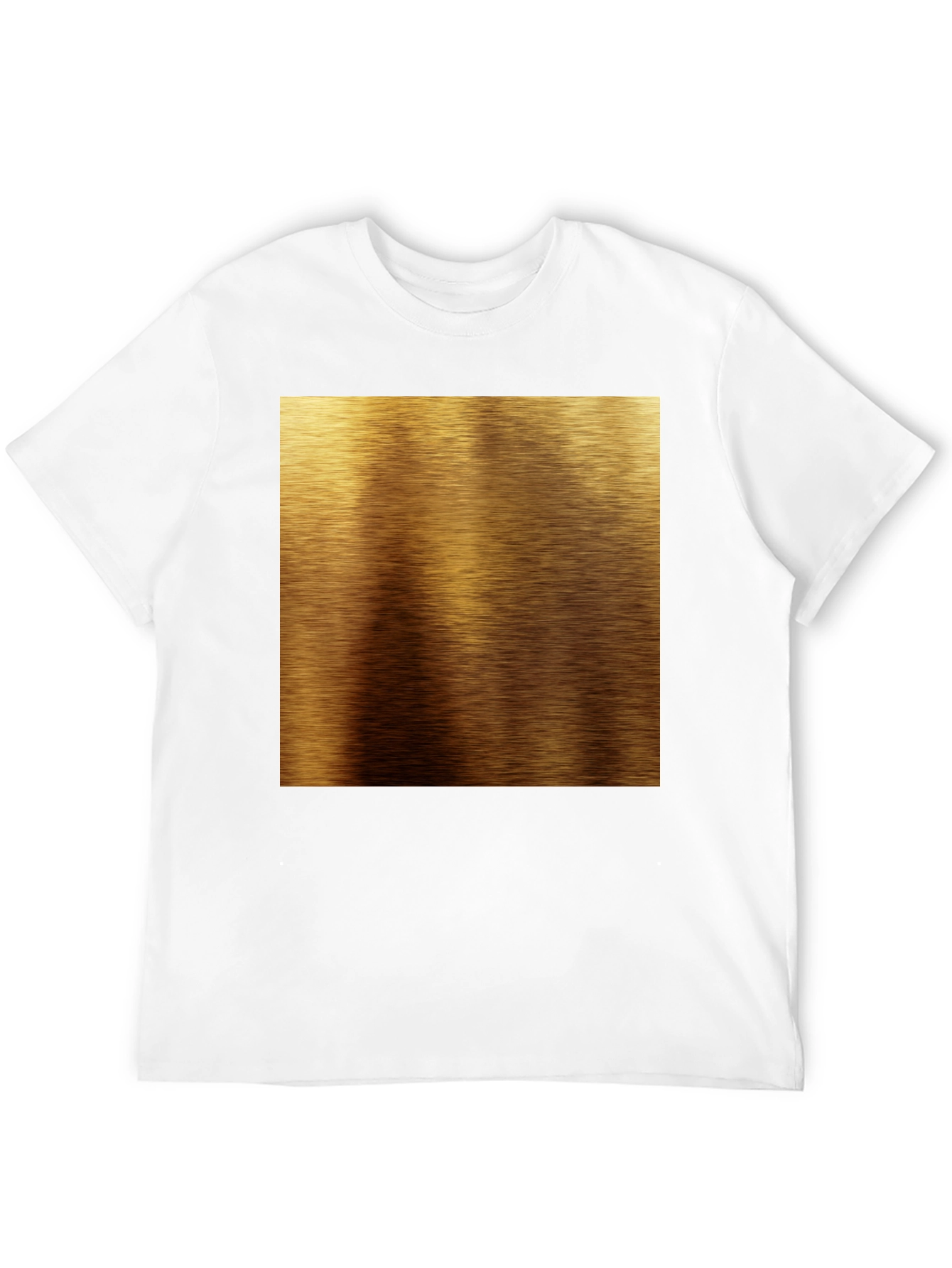 Gold Brushed Metal Texture Print Black T-Shirt