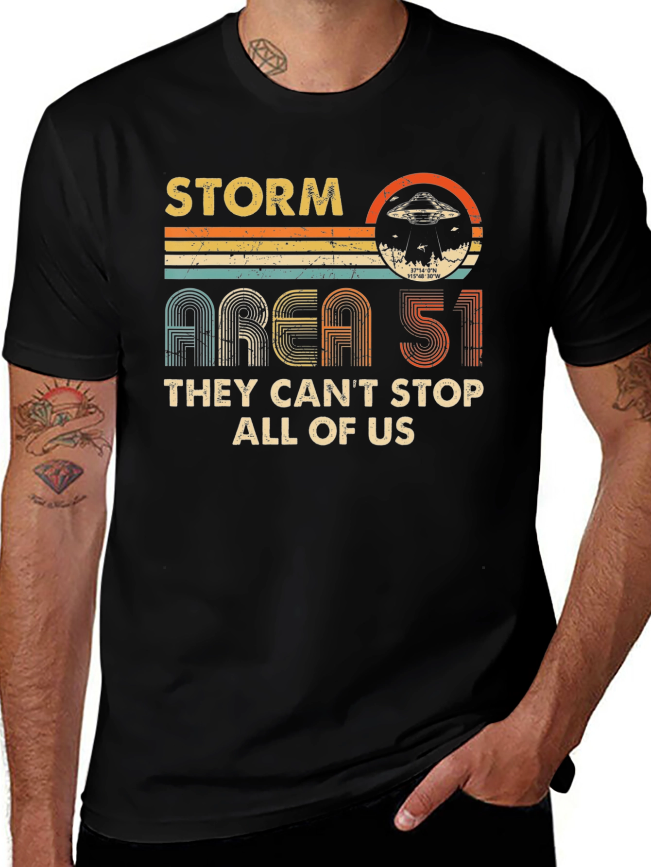 Storm Area 51 Retro UFO Graphic T-Shirt