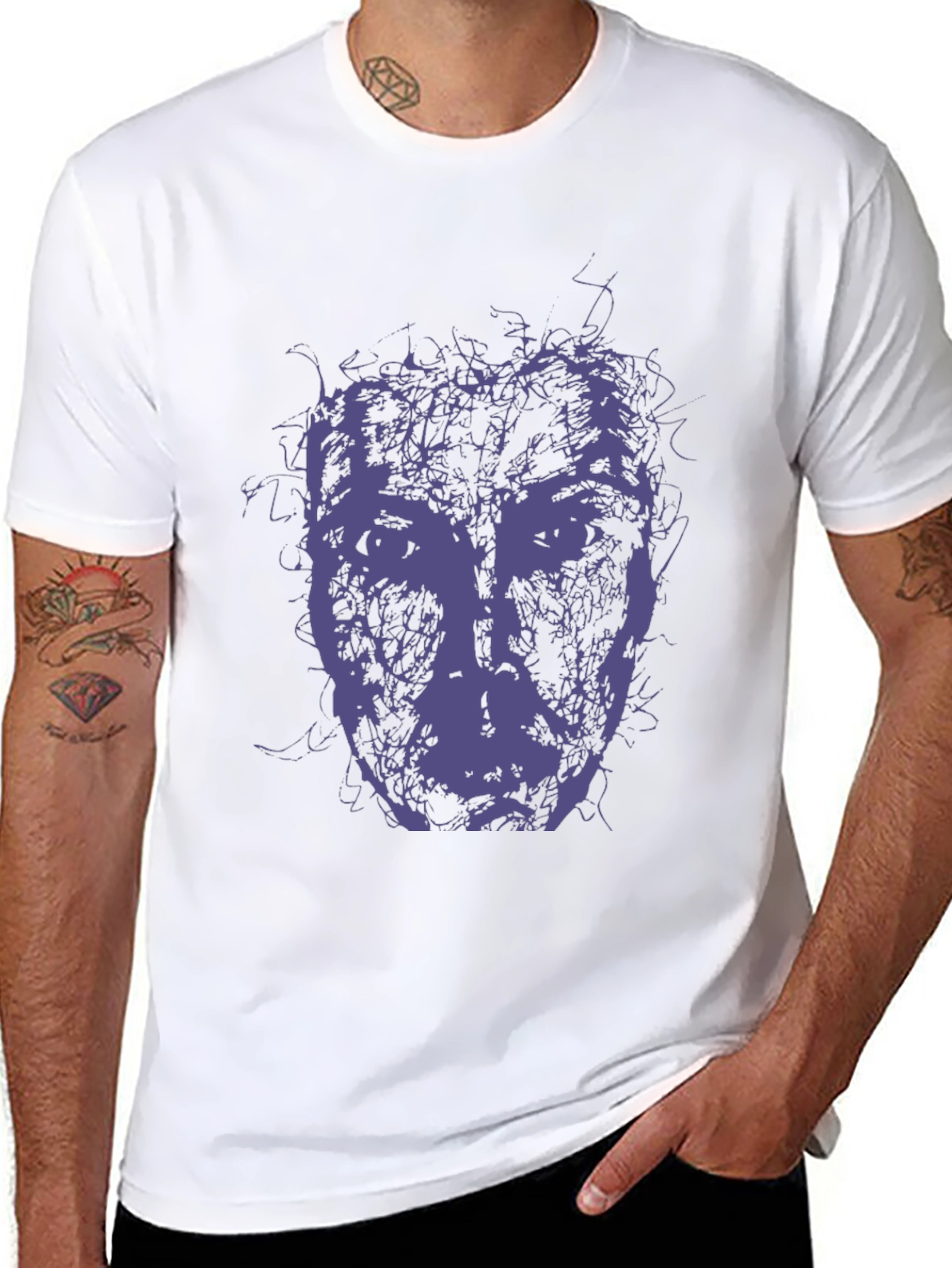Abstract Face Graphic Tee - Modern Art Style T-Shirt