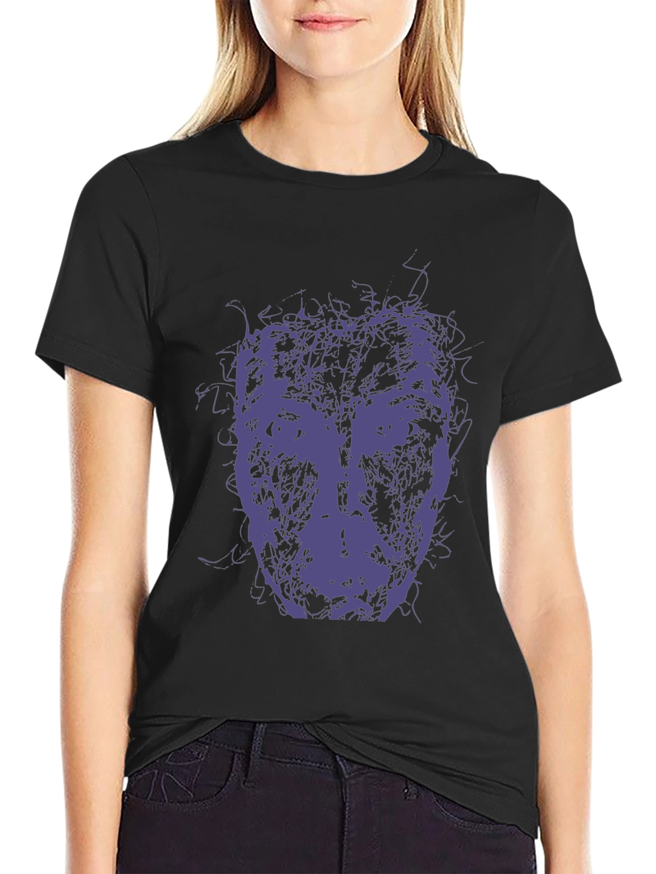 Abstract Face Graphic Tee - Modern Art Style T-Shirt