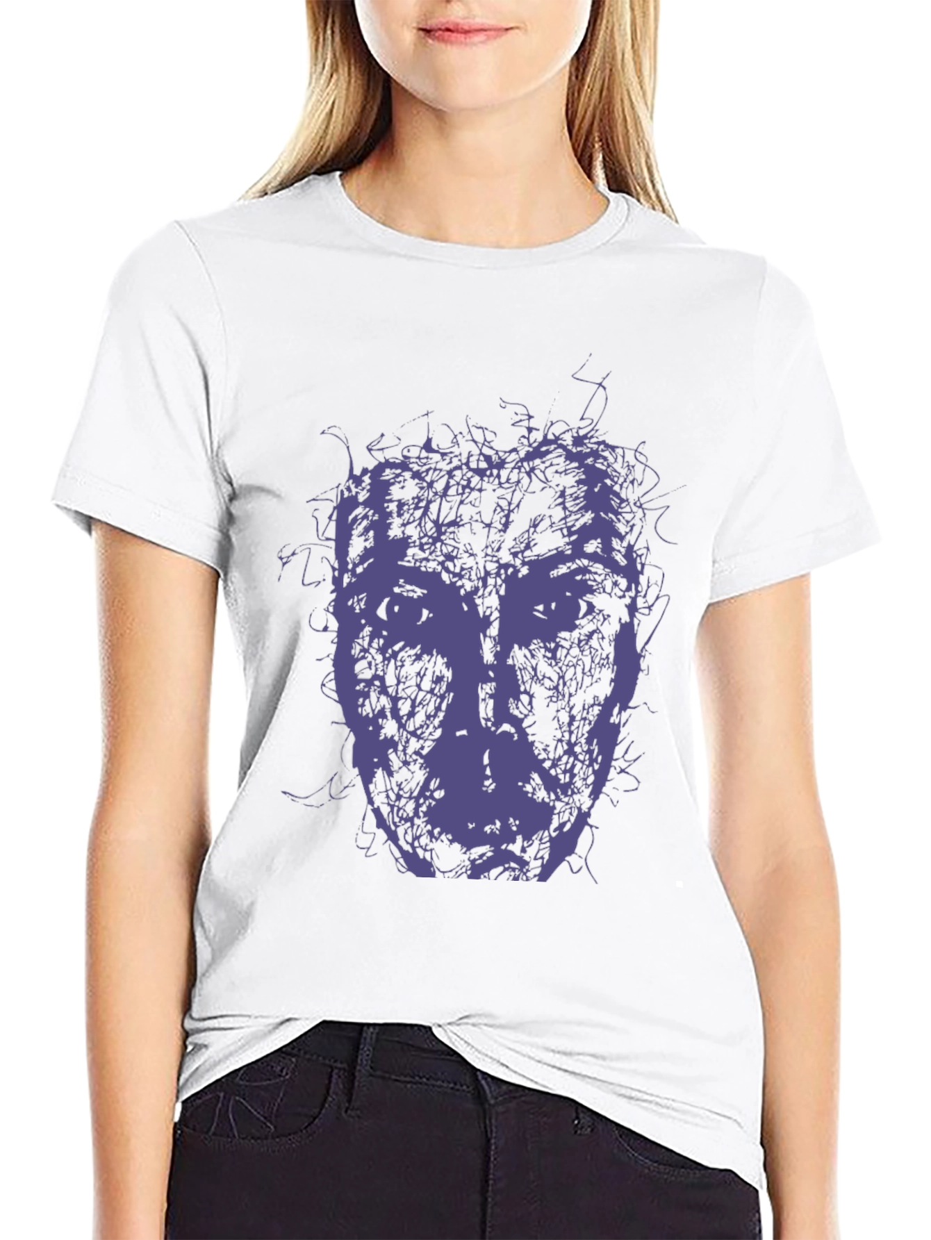 Abstract Face Graphic Tee - Modern Art Style T-Shirt