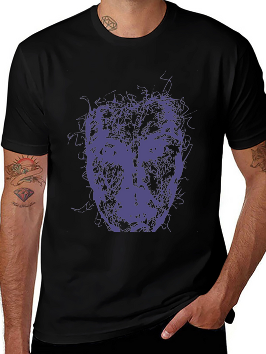 Abstract Face Graphic Tee - Modern Art Style T-Shirt