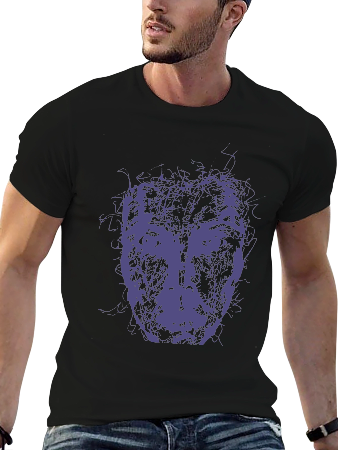 Abstract Face Graphic Tee - Modern Art Style T-Shirt