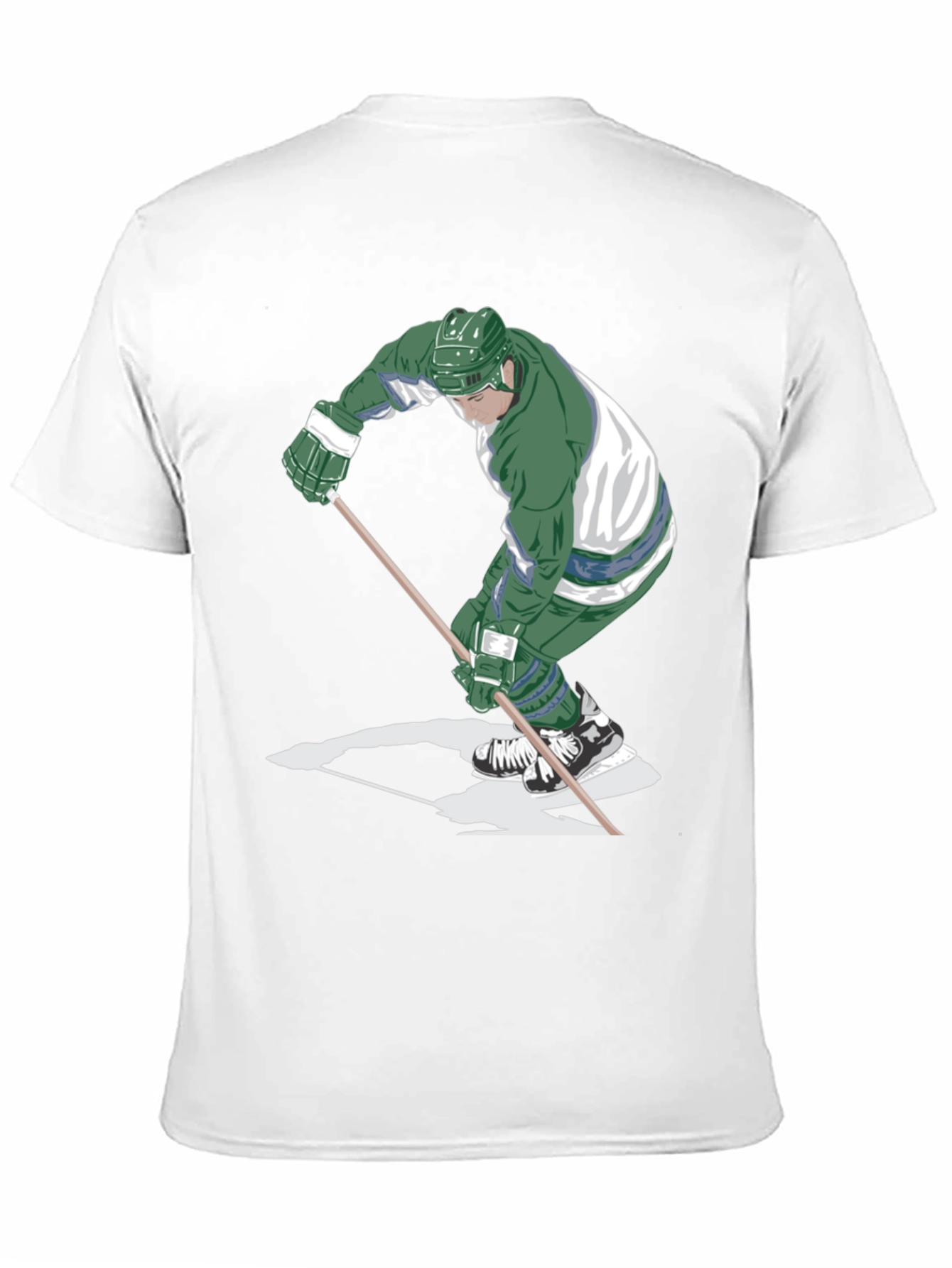 Hockey Player Graphic Tee - Black Cotton T-Shirt