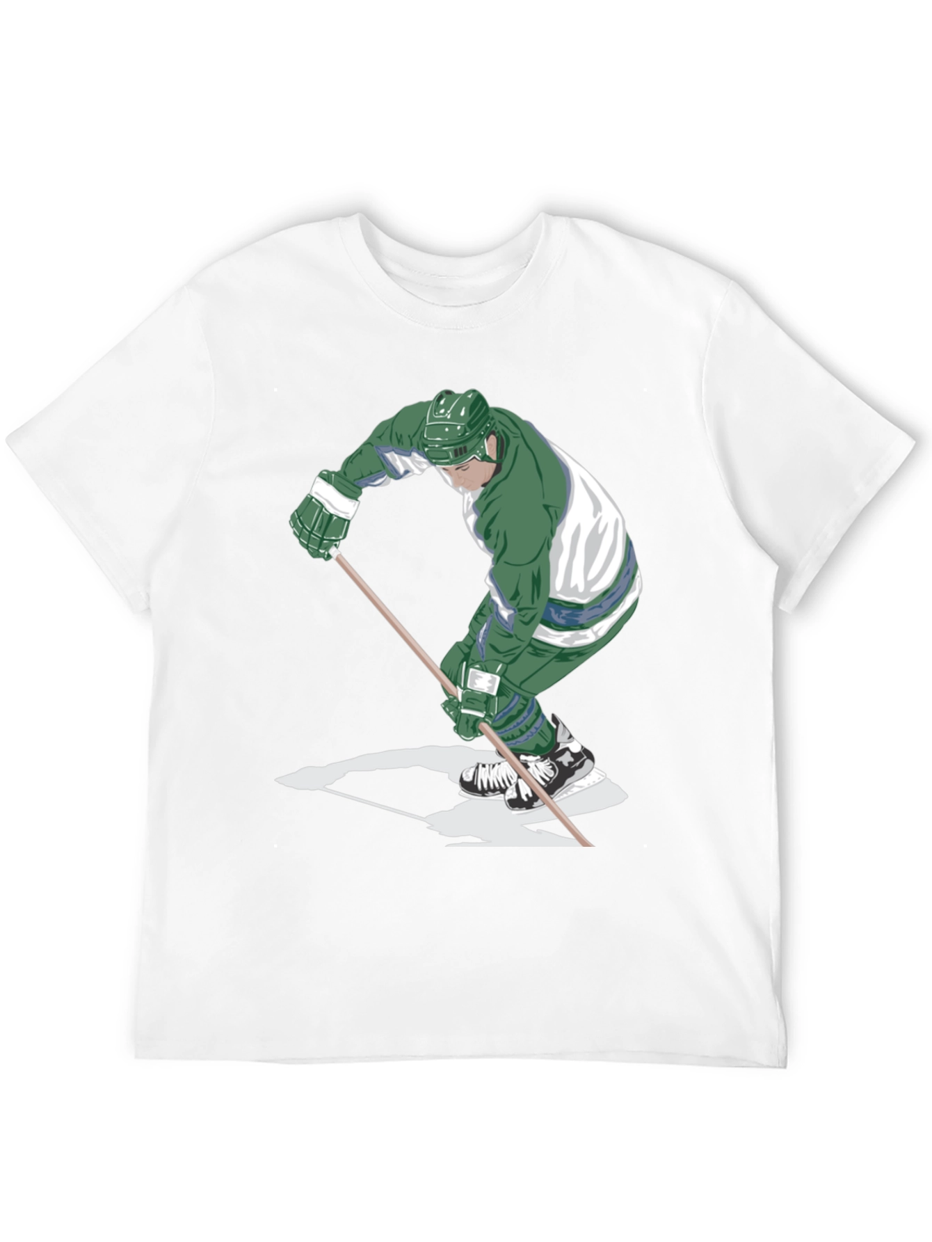 Hockey Player Graphic Tee - Black Cotton T-Shirt