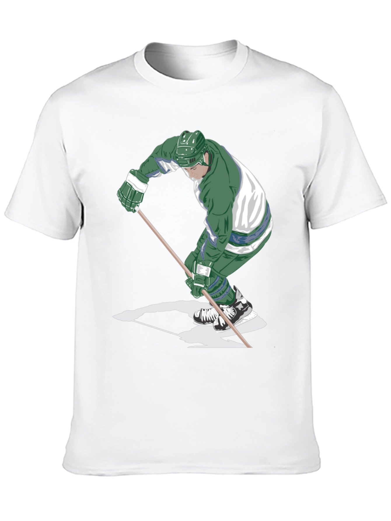 Hockey Player Graphic Tee - Black Cotton T-Shirt