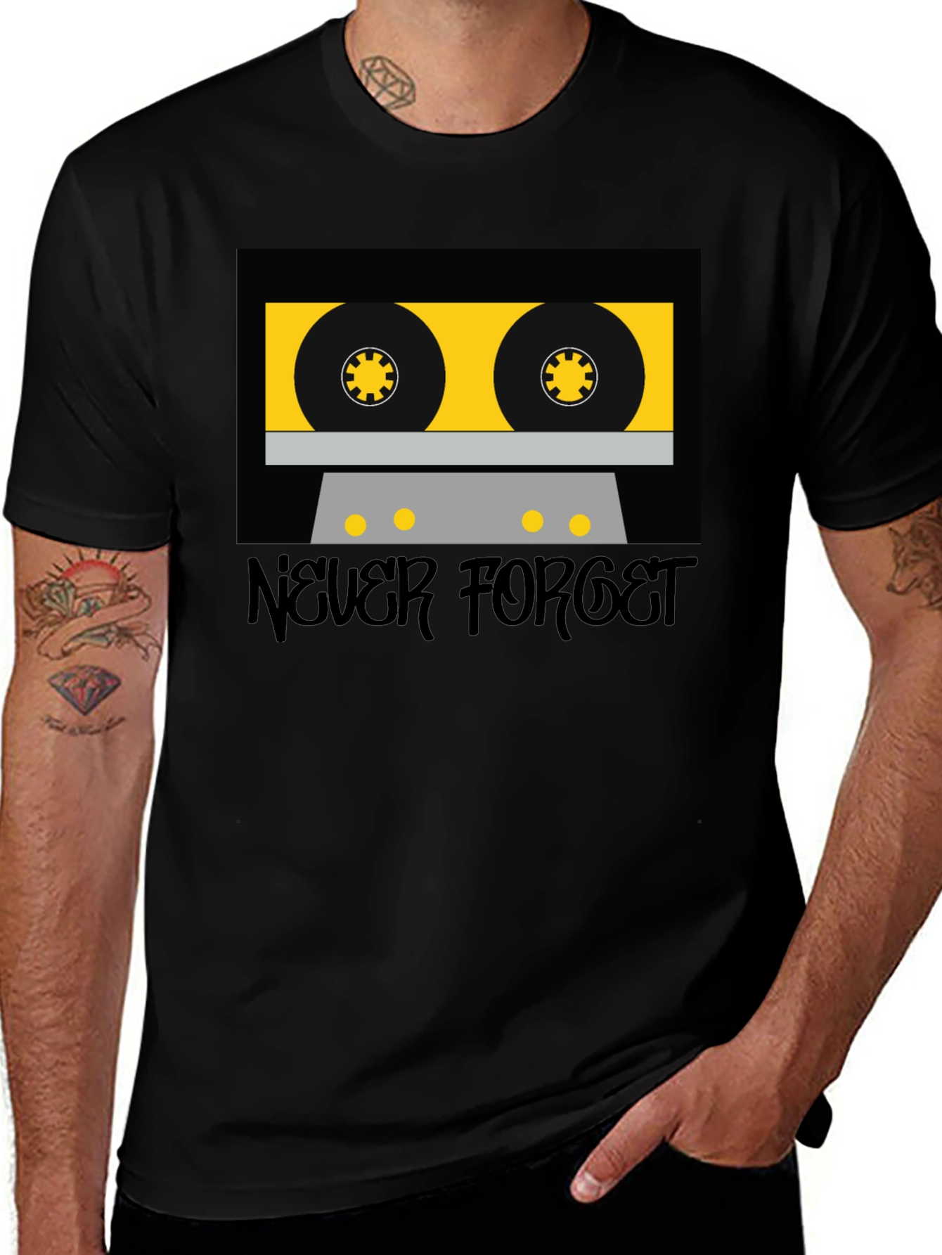 Retro Cassette Tape Graphic T-Shirt - Never Forget