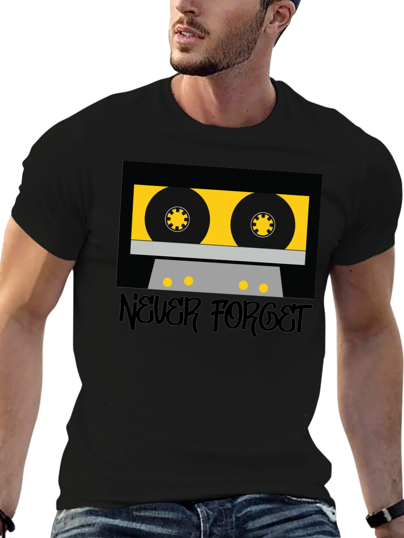 Retro Cassette Tape Graphic T-Shirt - Never Forget