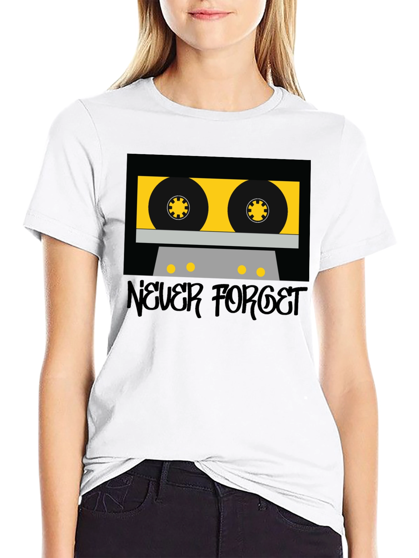 Retro Cassette Tape Graphic T-Shirt - Never Forget