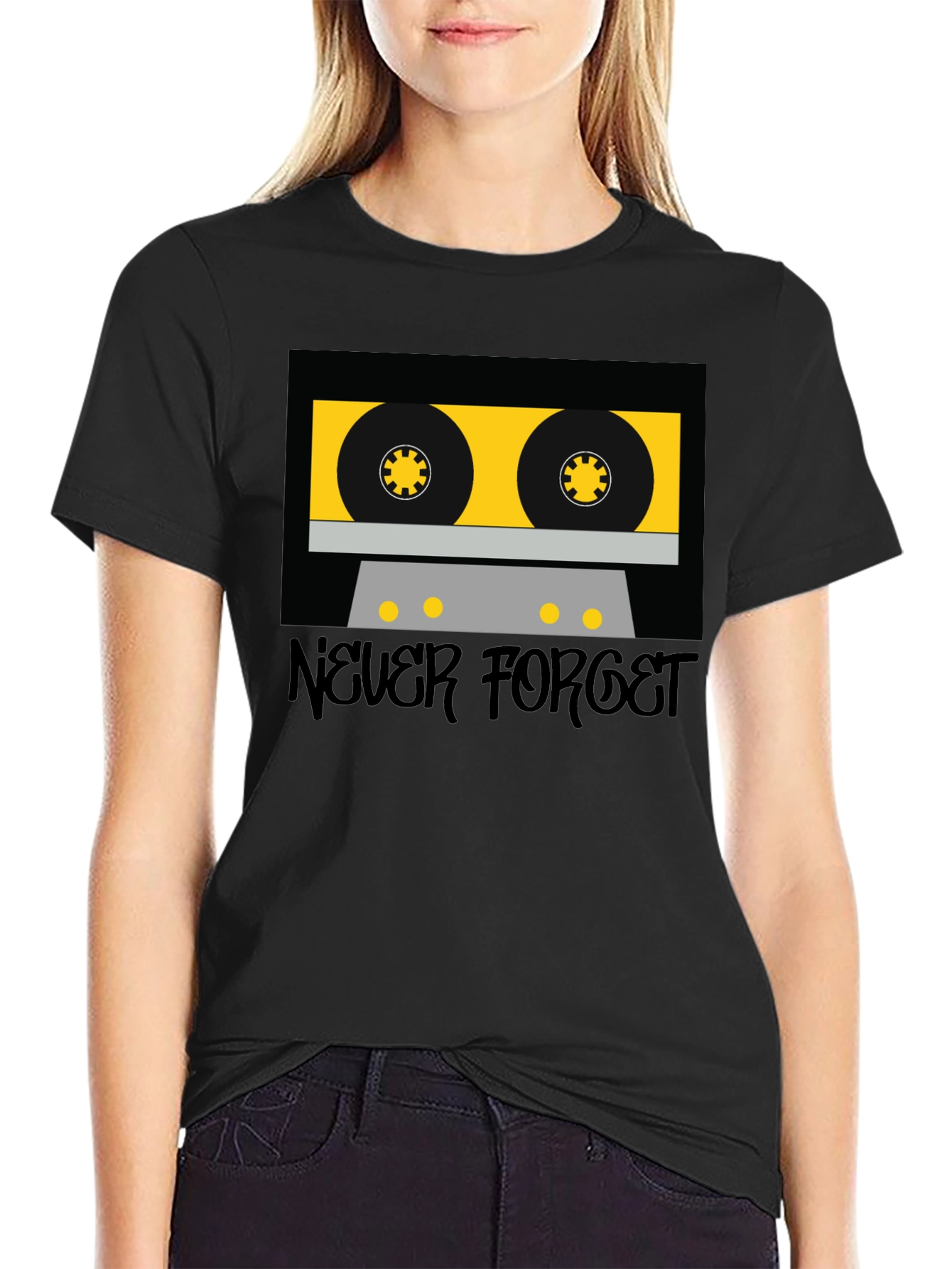 Retro Cassette Tape Graphic T-Shirt - Never Forget