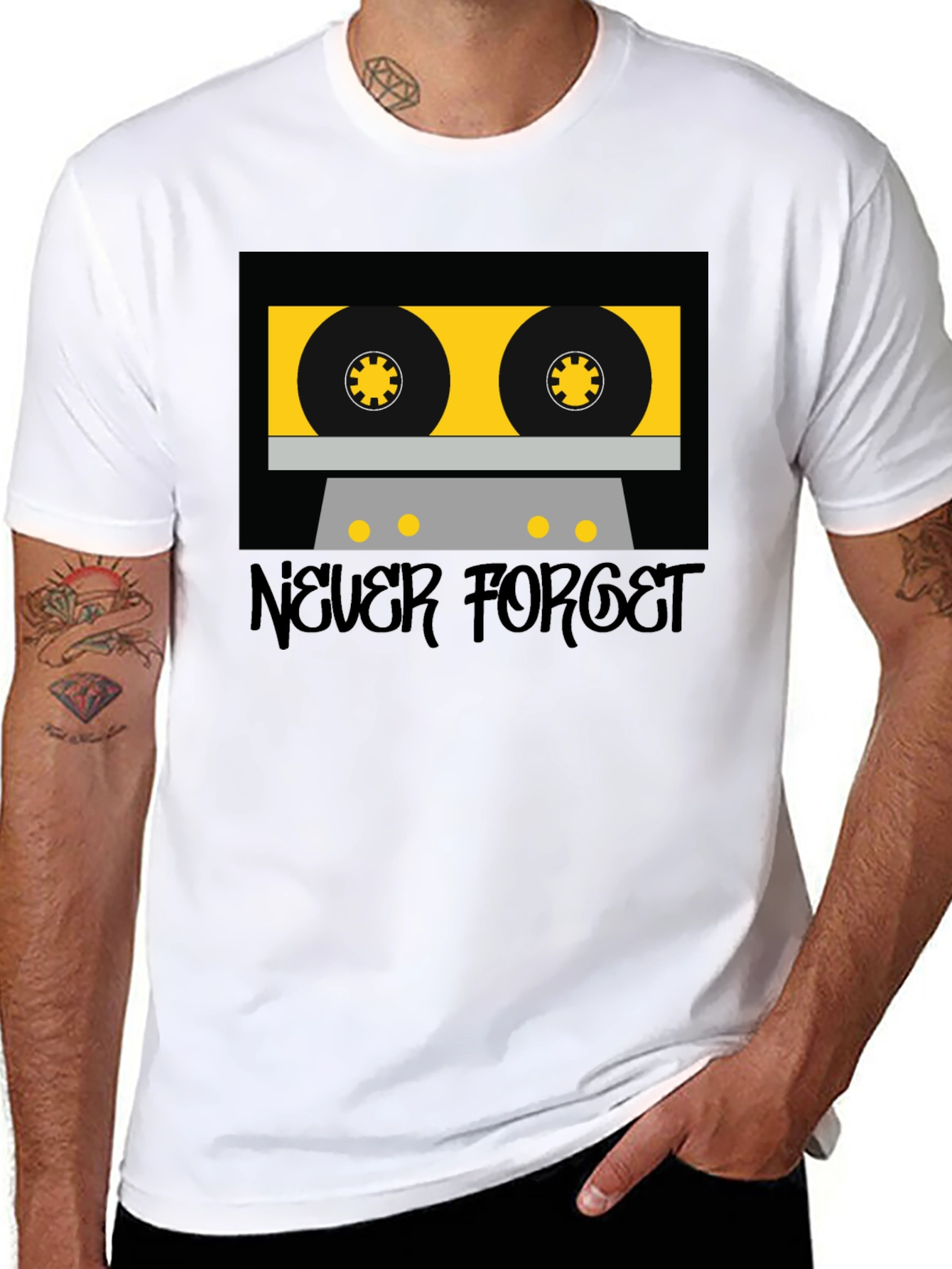 Retro Cassette Tape Graphic T-Shirt - Never Forget