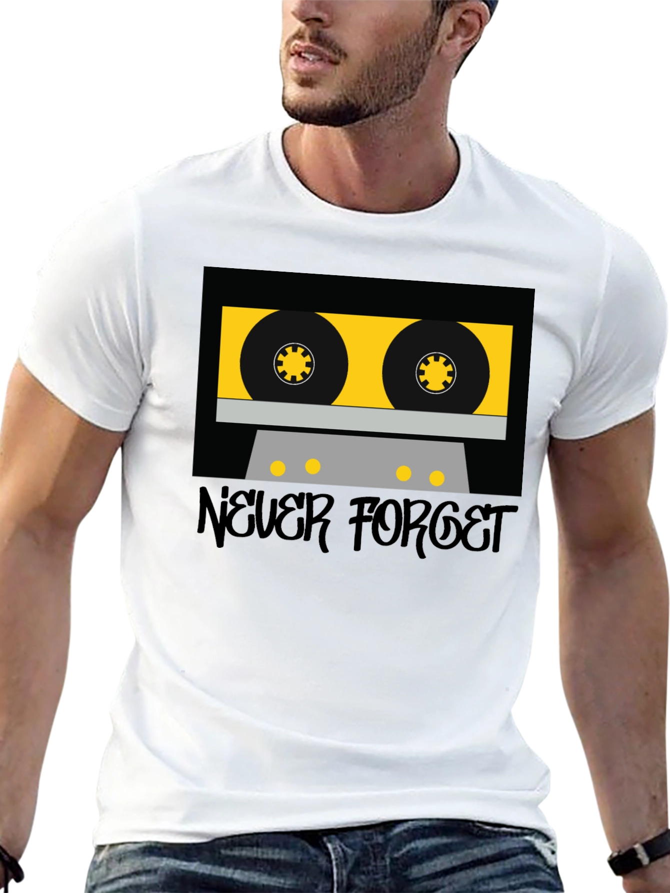 Retro Cassette Tape Graphic T-Shirt - Never Forget