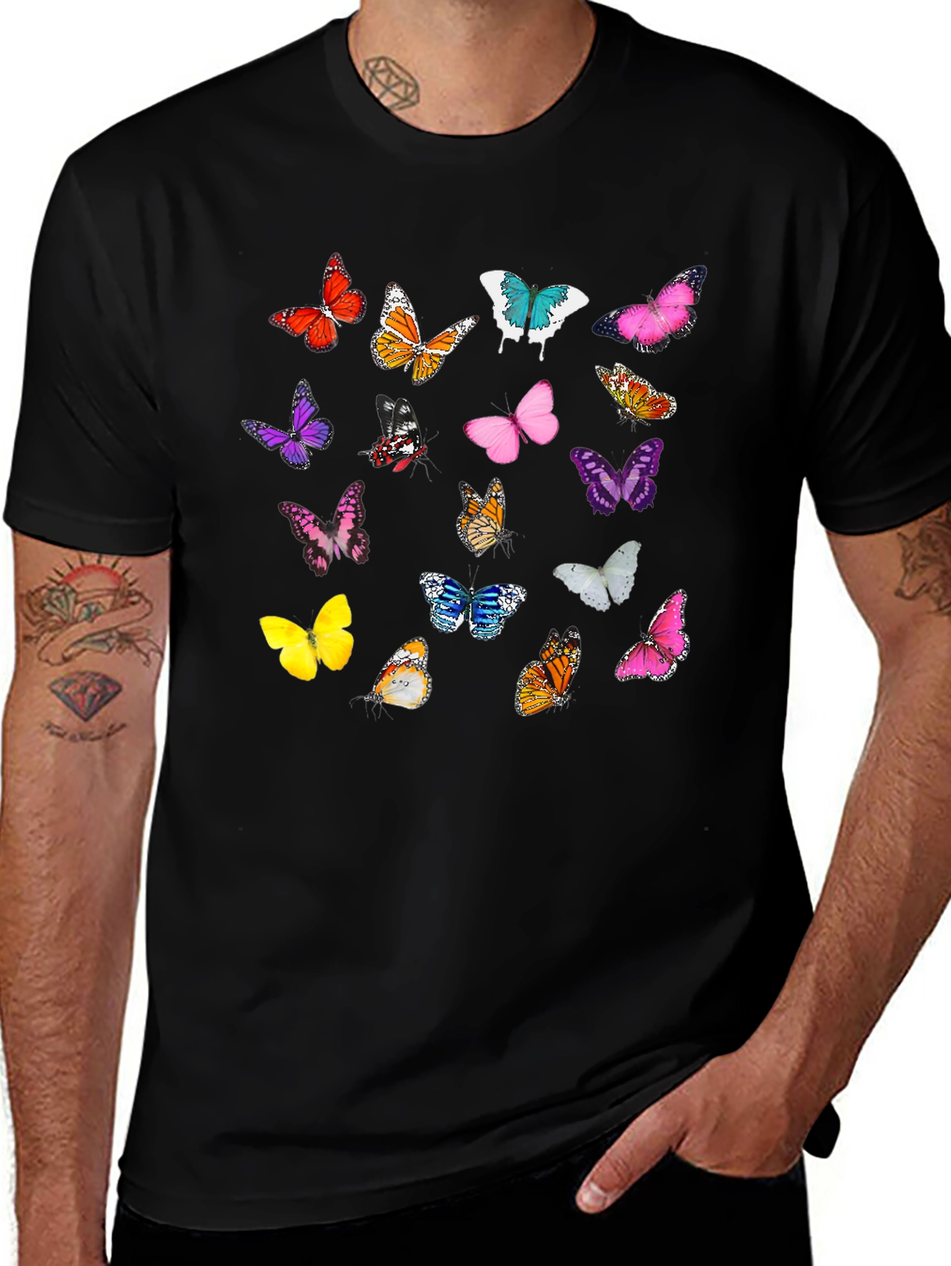Butterfly Graphic Print Black T-Shirt
