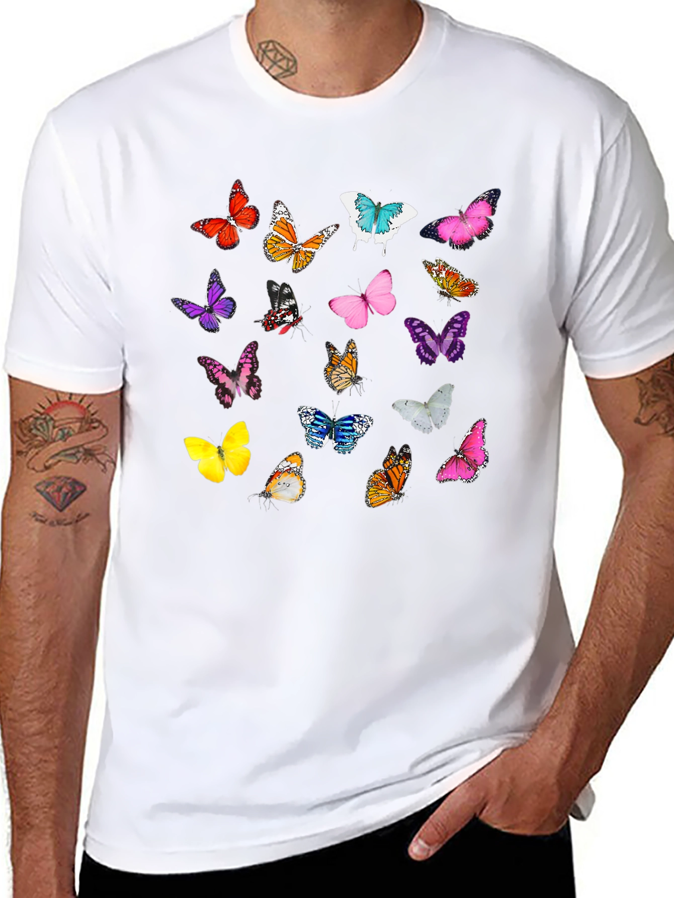 Butterfly Graphic Print Black T-Shirt