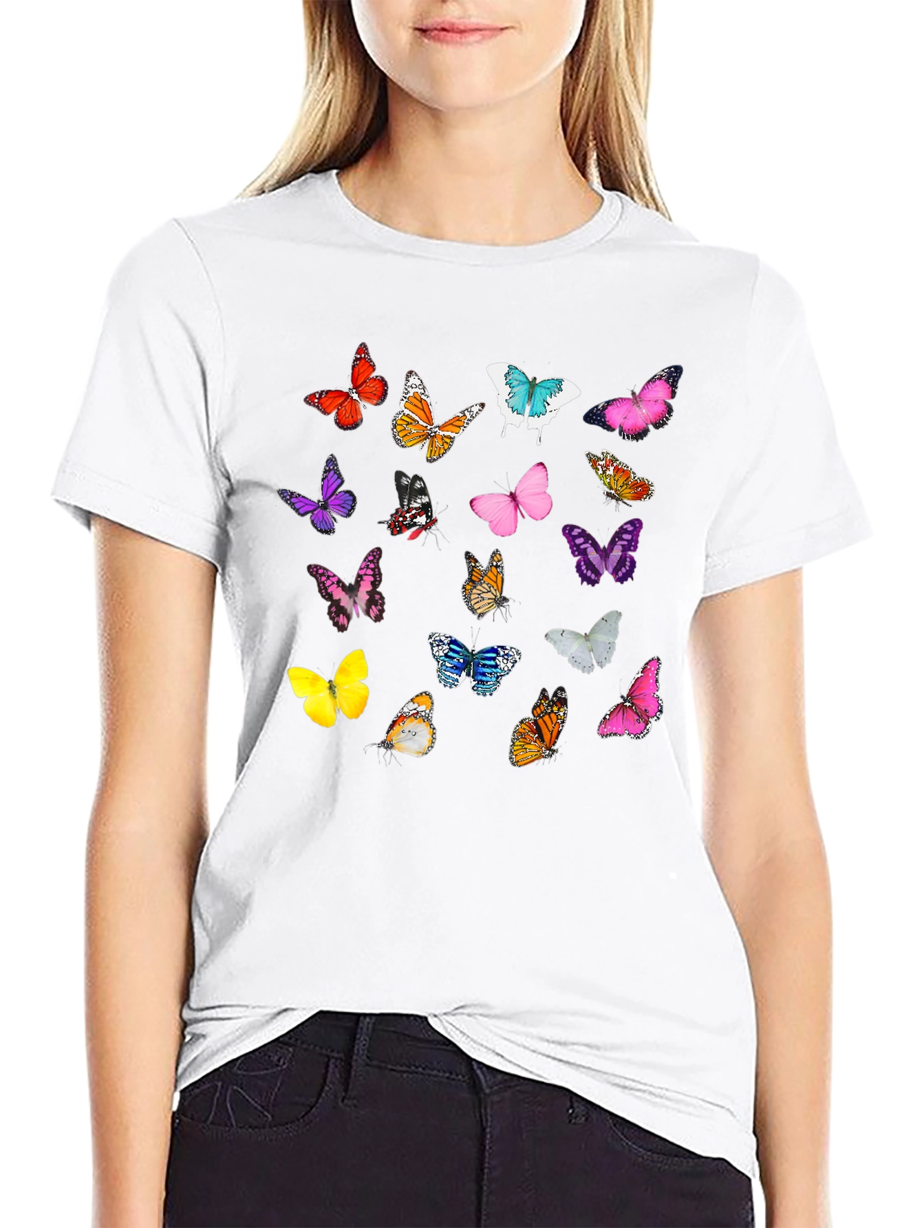 Butterfly Graphic Print Black T-Shirt