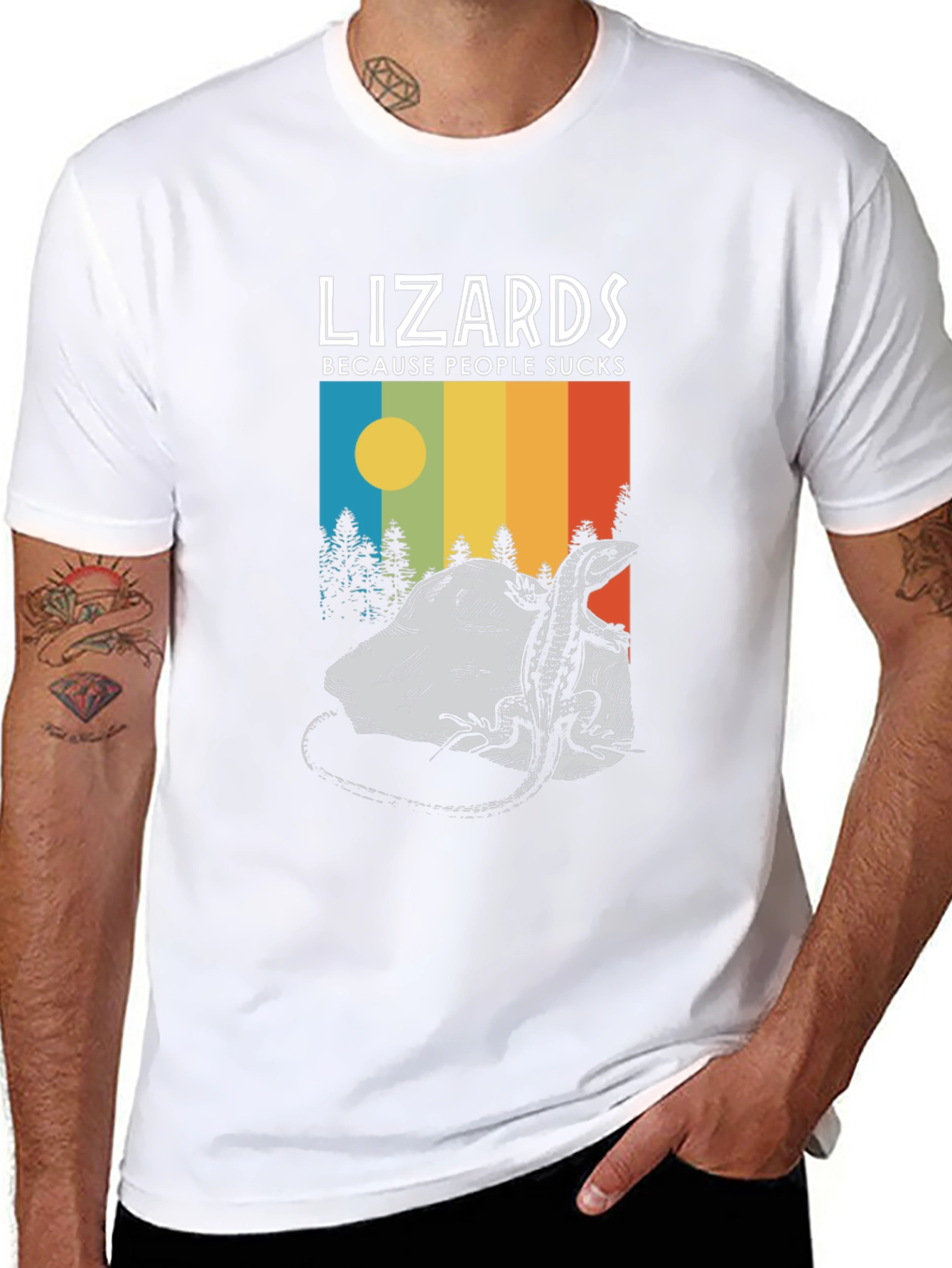 Lizards Because People Suck Black Graphic Tee