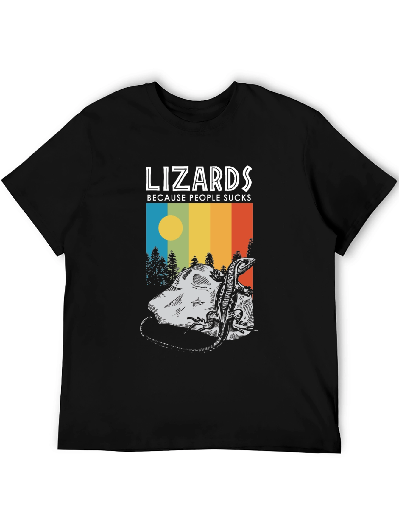 Lizards Because People Suck Black Graphic Tee