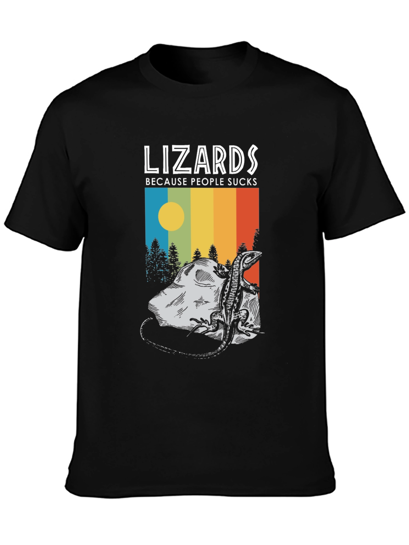 Lizards Because People Suck Black Graphic Tee