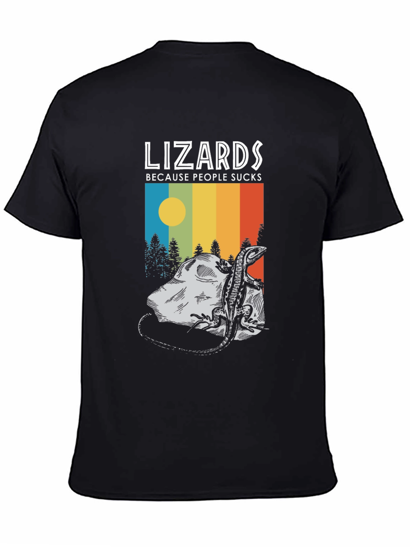 Lizards Because People Suck Black Graphic Tee