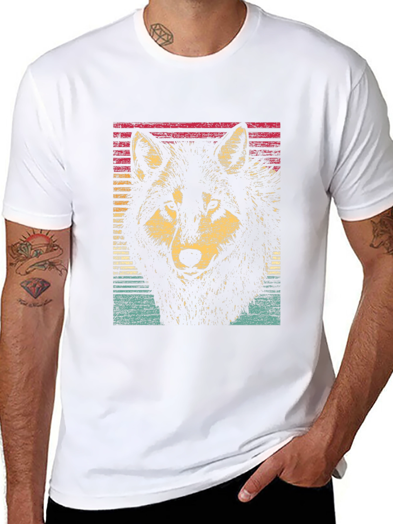 Retro Wolf Graphic Black T-Shirt