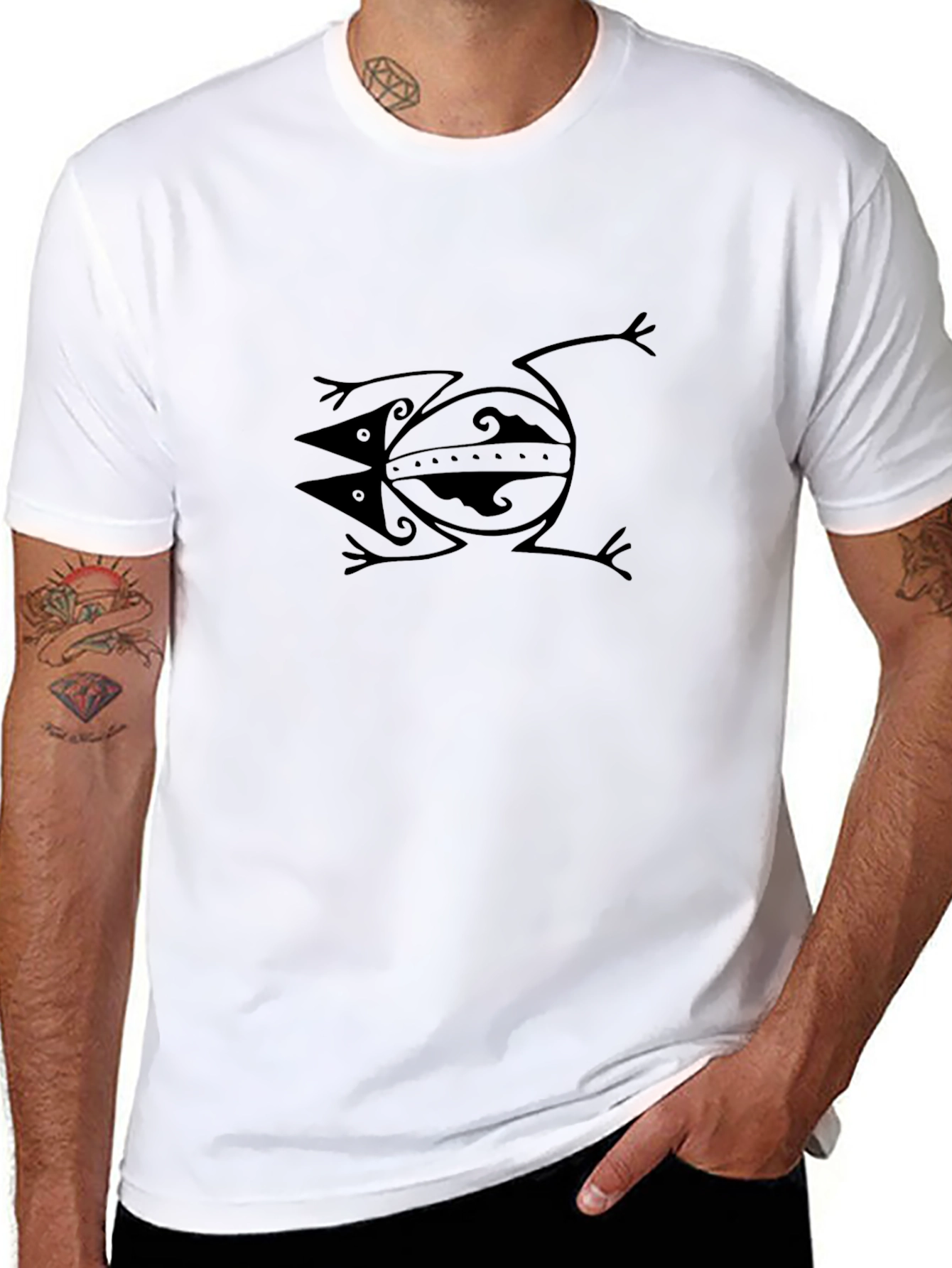 Tribal Frog Graphic Tee - Black
