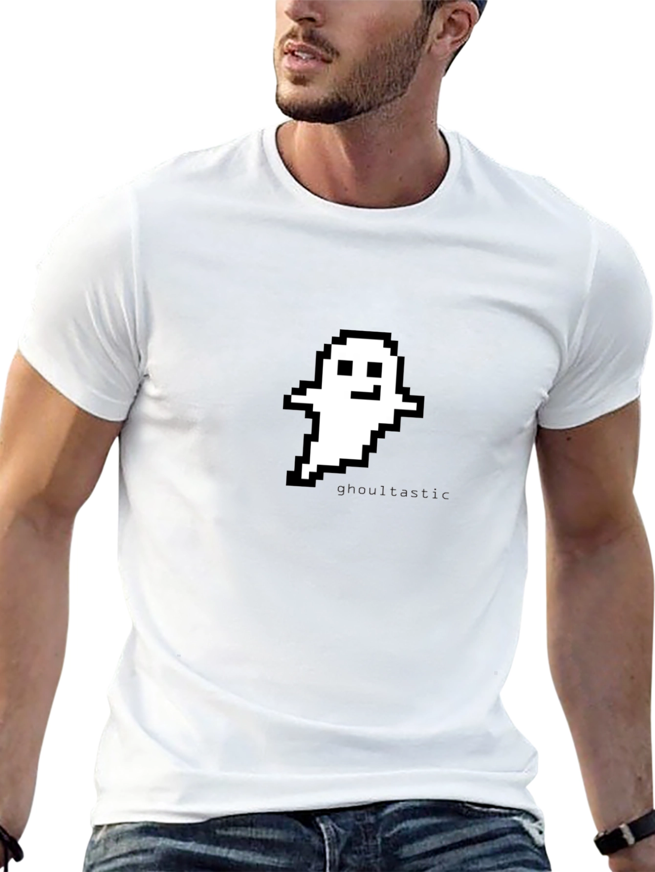 Pixel Ghost Graphic Black T-Shirt