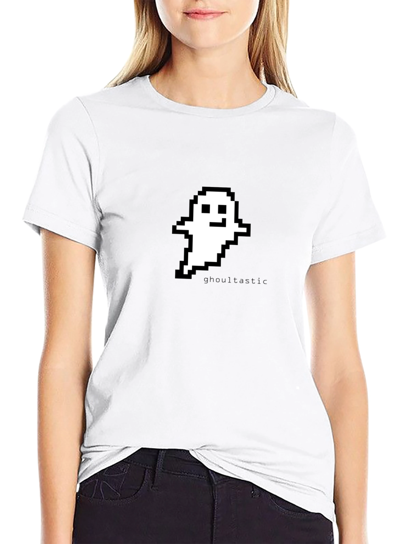 Pixel Ghost Graphic Black T-Shirt