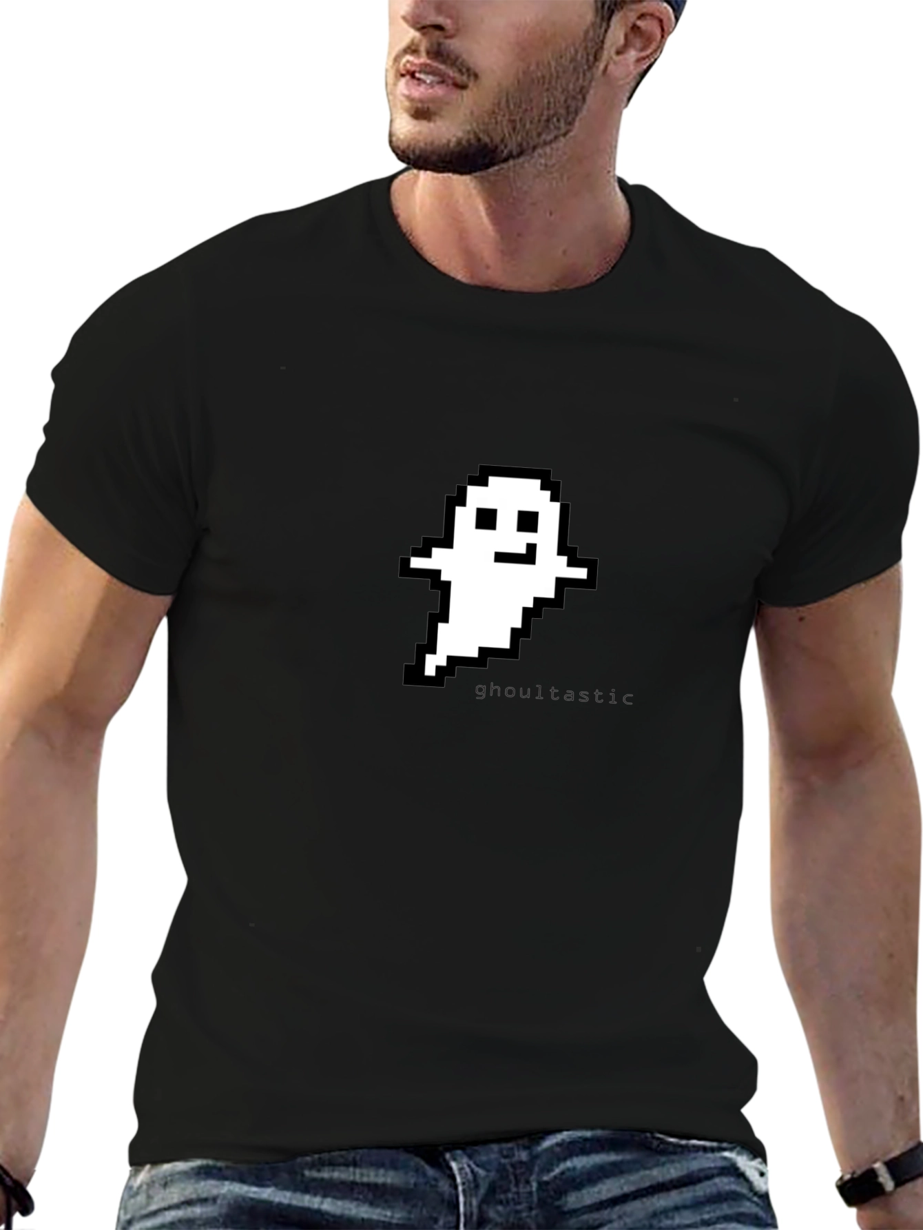 Pixel Ghost Graphic Black T-Shirt