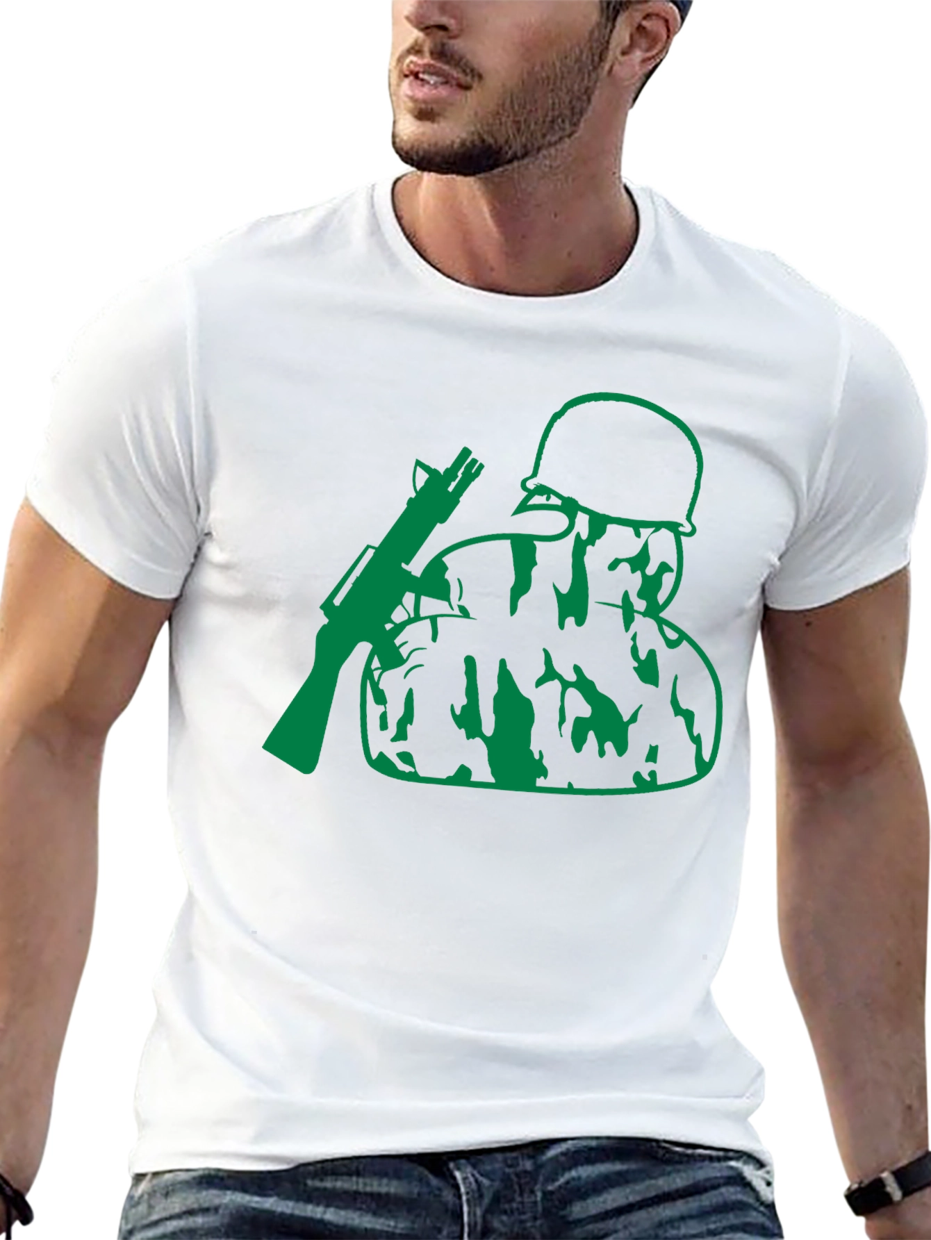 Green Soldier Graphic Black T-Shirt