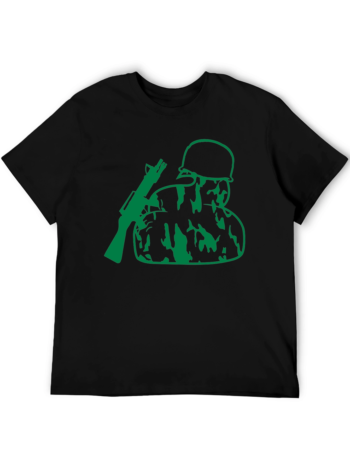 Green Soldier Graphic Black T-Shirt