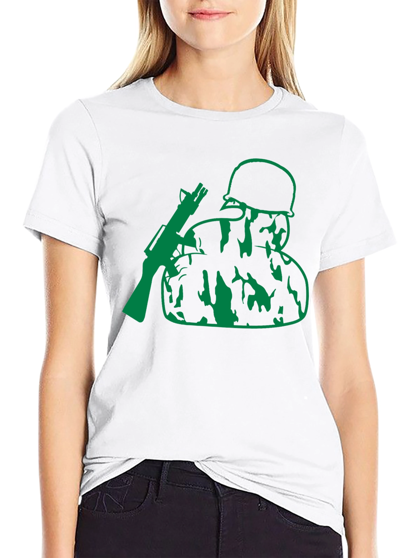 Green Soldier Graphic Black T-Shirt