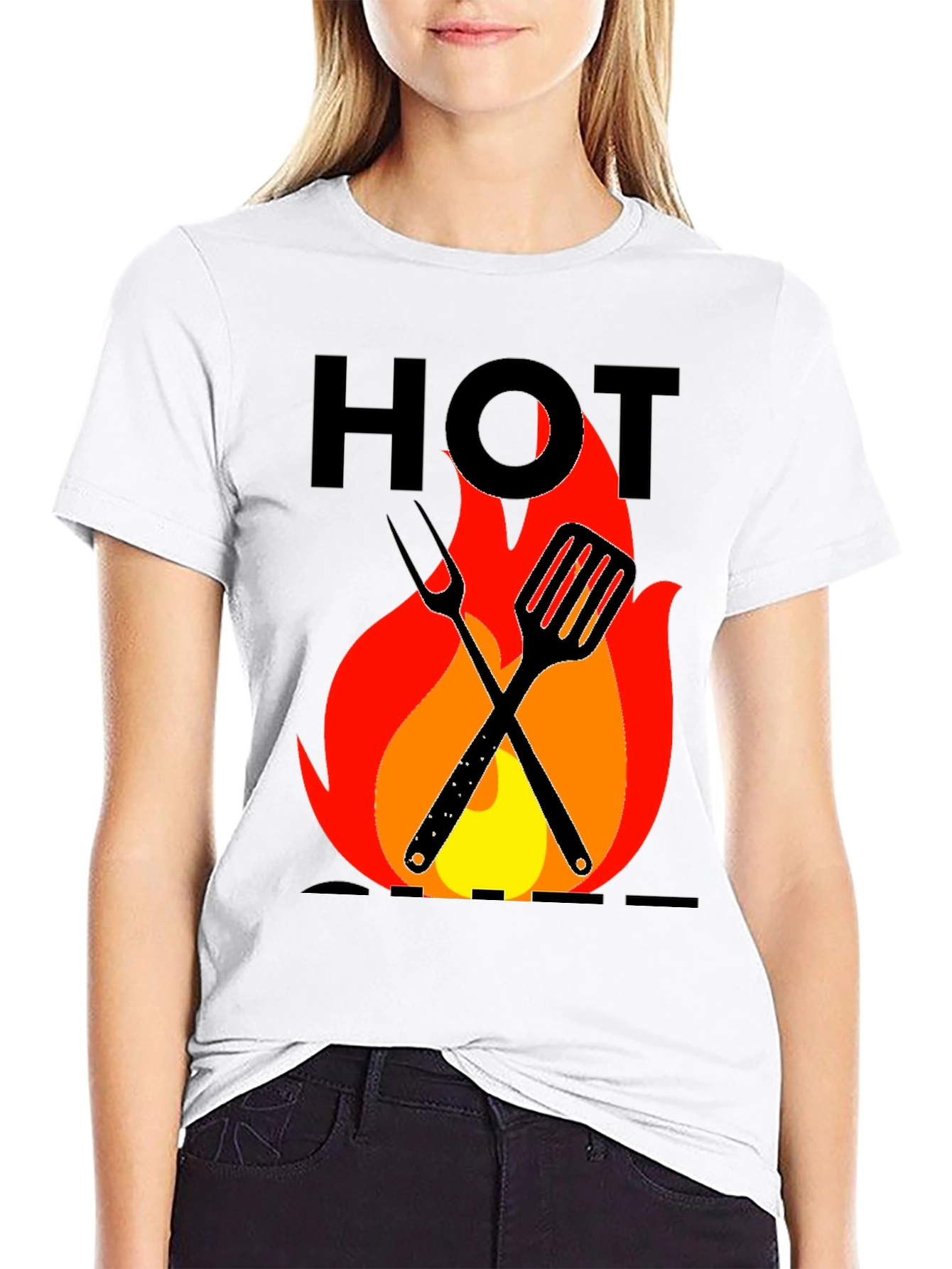 Hot Grill T-Shirt - BBQ Tools & Flames Design