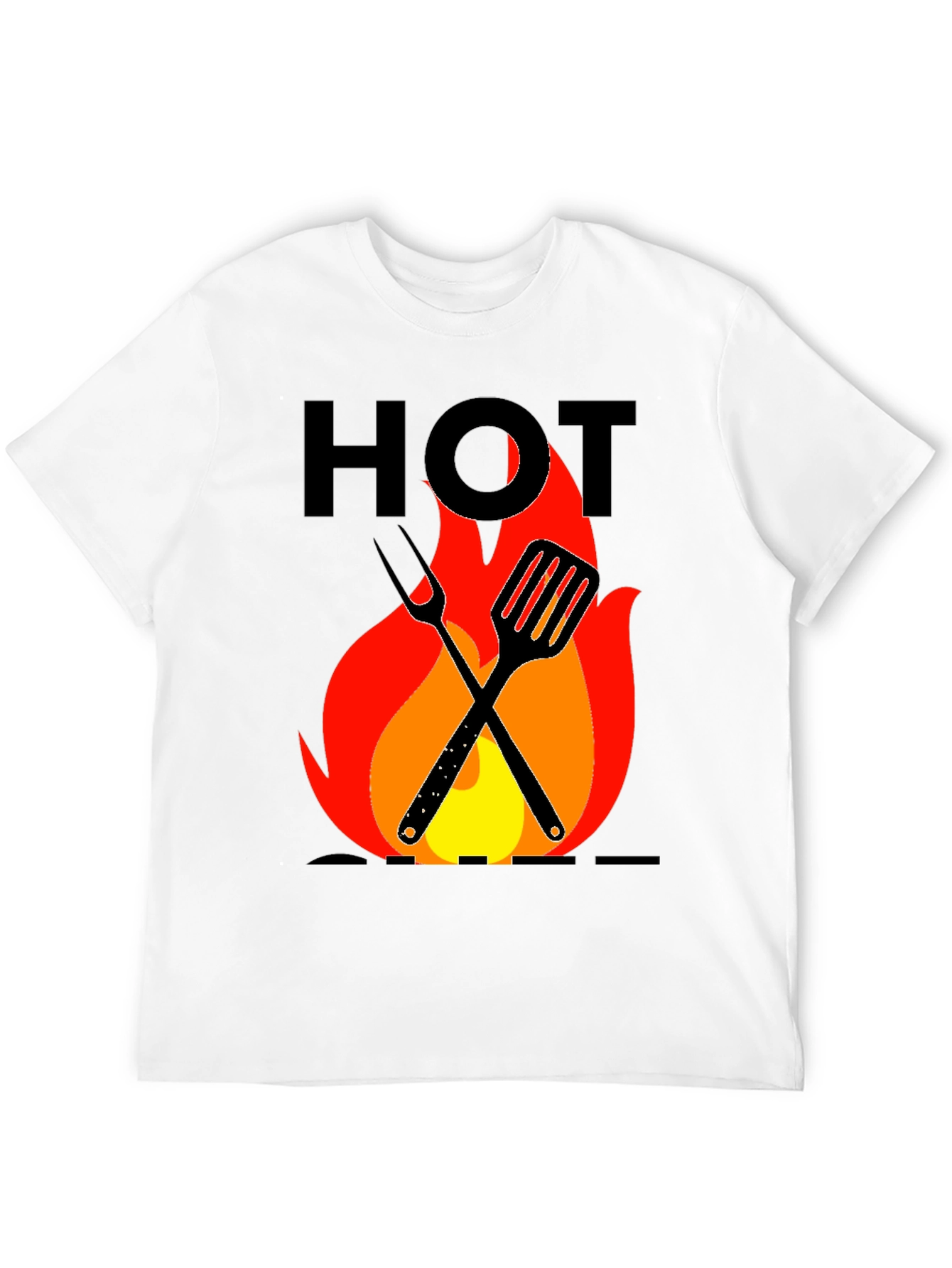 Hot Grill T-Shirt - BBQ Tools & Flames Design