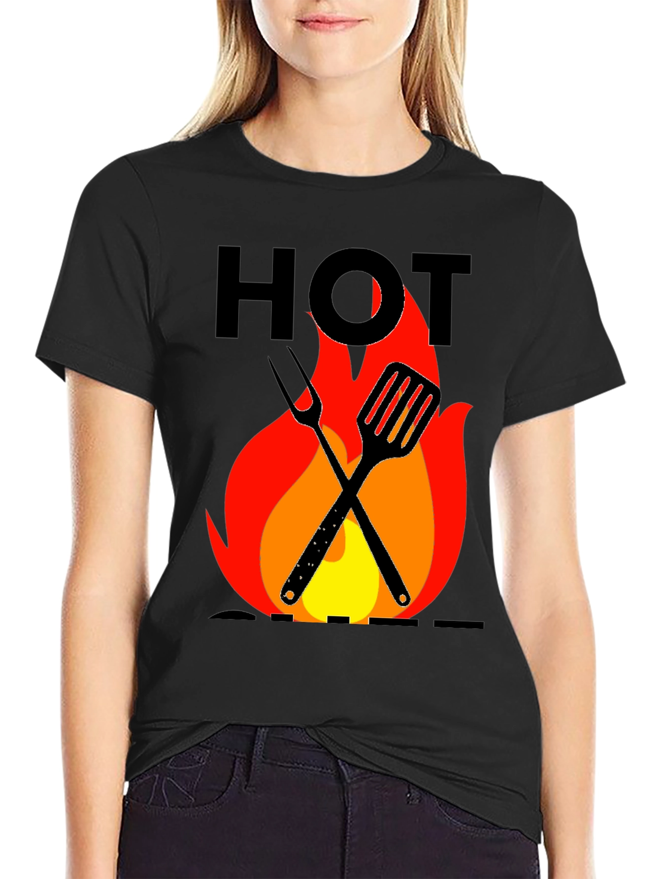 Hot Grill T-Shirt - BBQ Tools & Flames Design