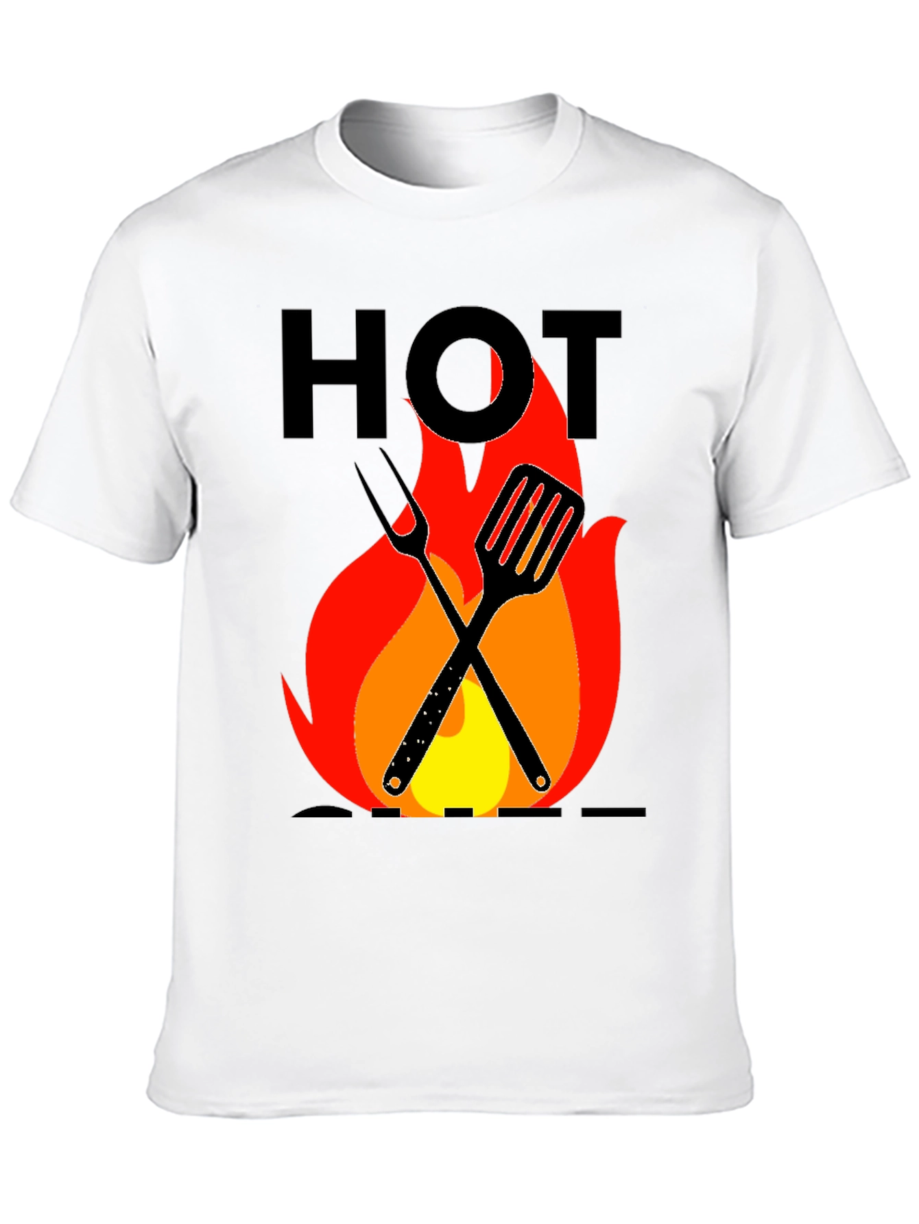 Hot Grill T-Shirt - BBQ Tools & Flames Design