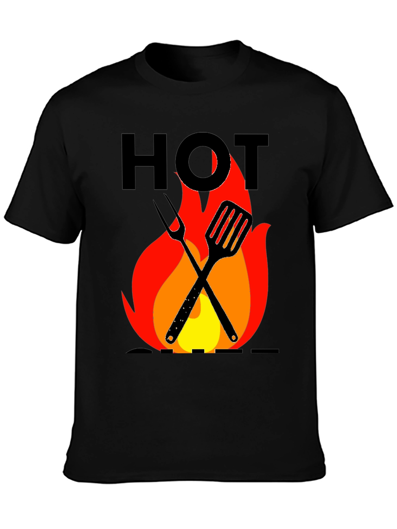 Hot Grill T-Shirt - BBQ Tools & Flames Design