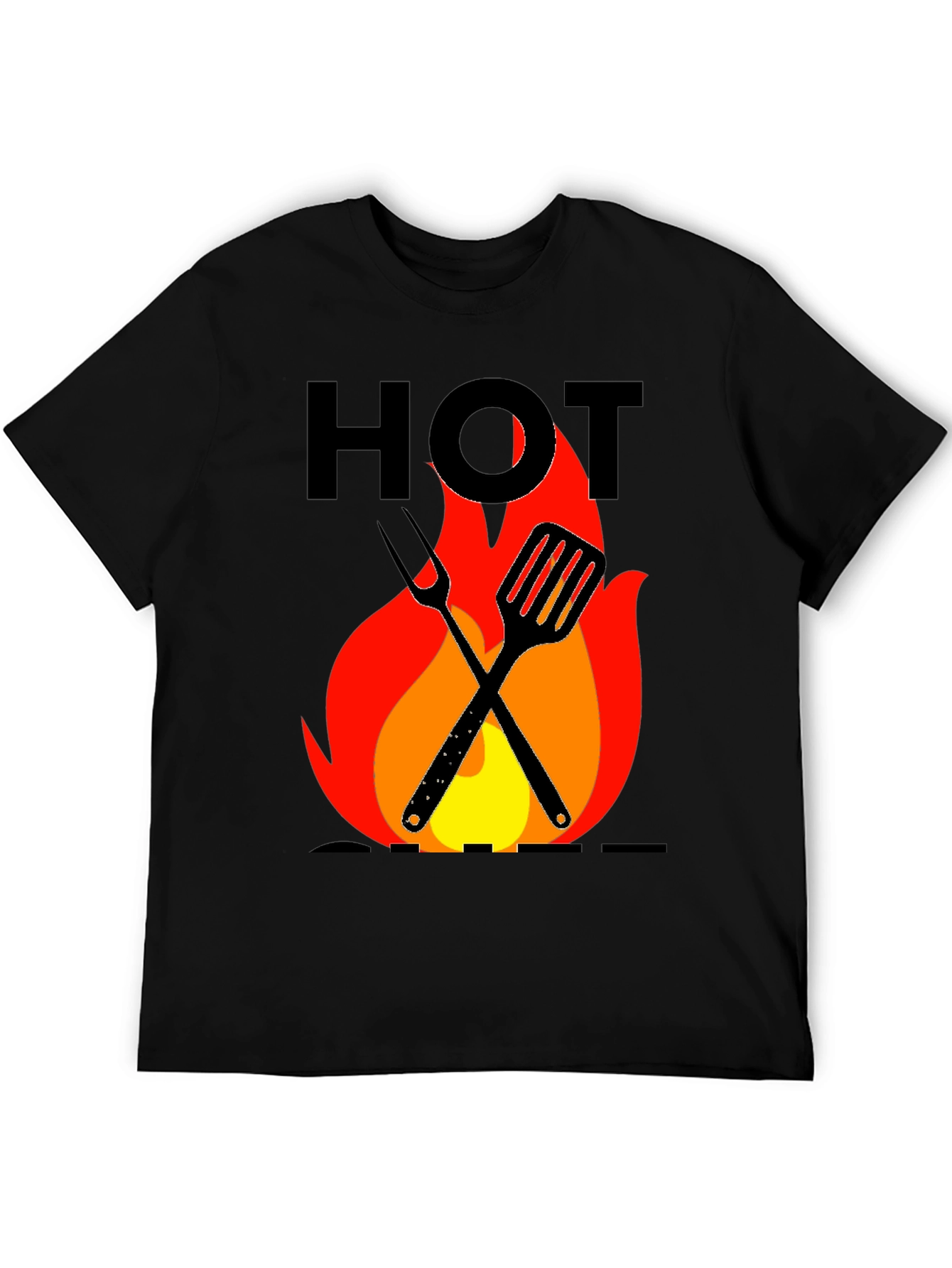 Hot Grill T-Shirt - BBQ Tools & Flames Design