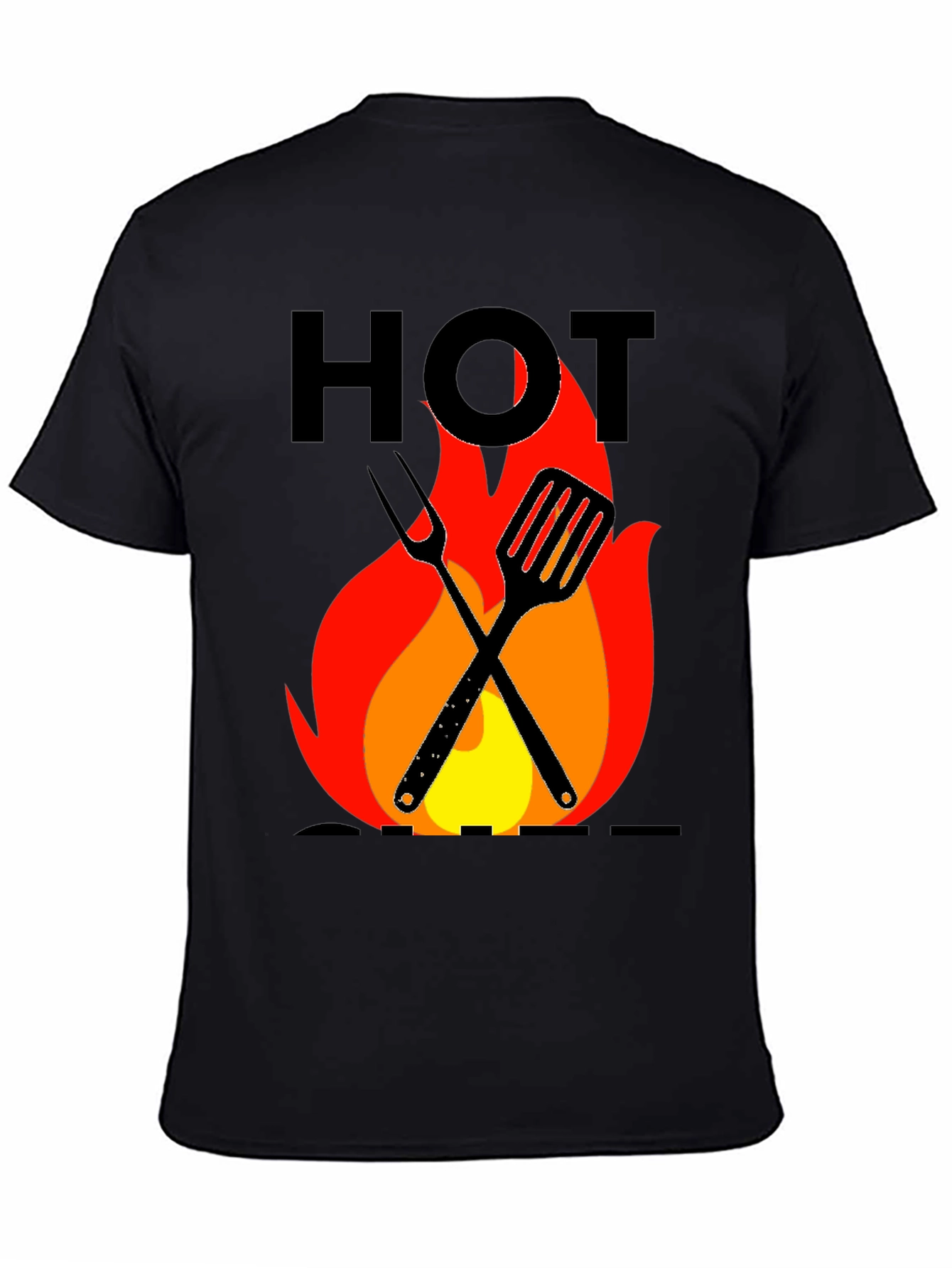 Hot Grill T-Shirt - BBQ Tools & Flames Design